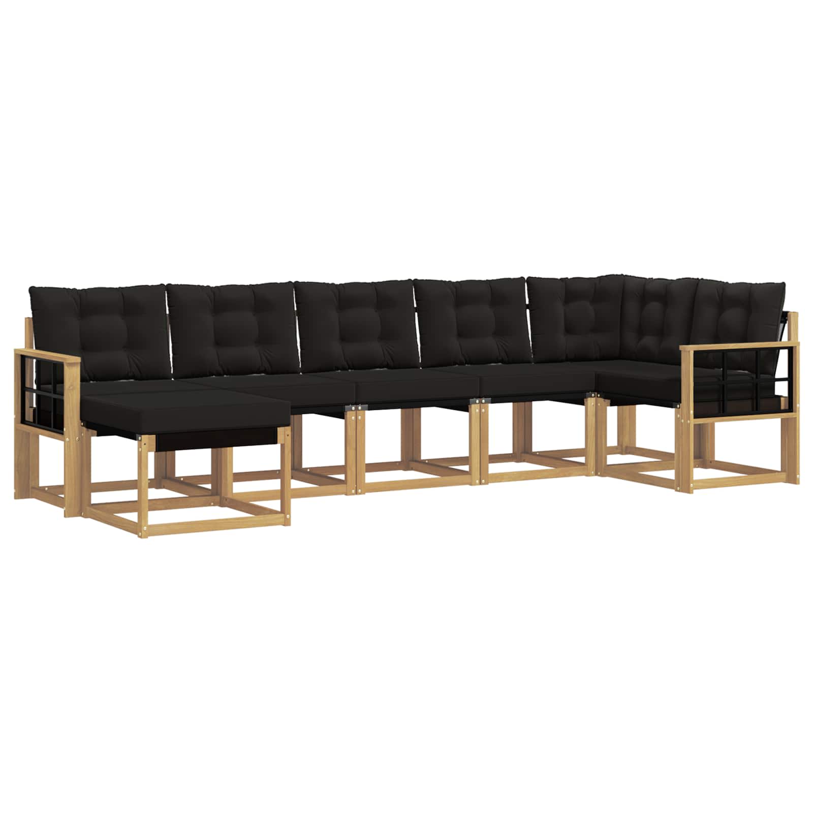 Outdoor-Sofagarnitur mit Kissen 7 pcs Weiß und Schwarz