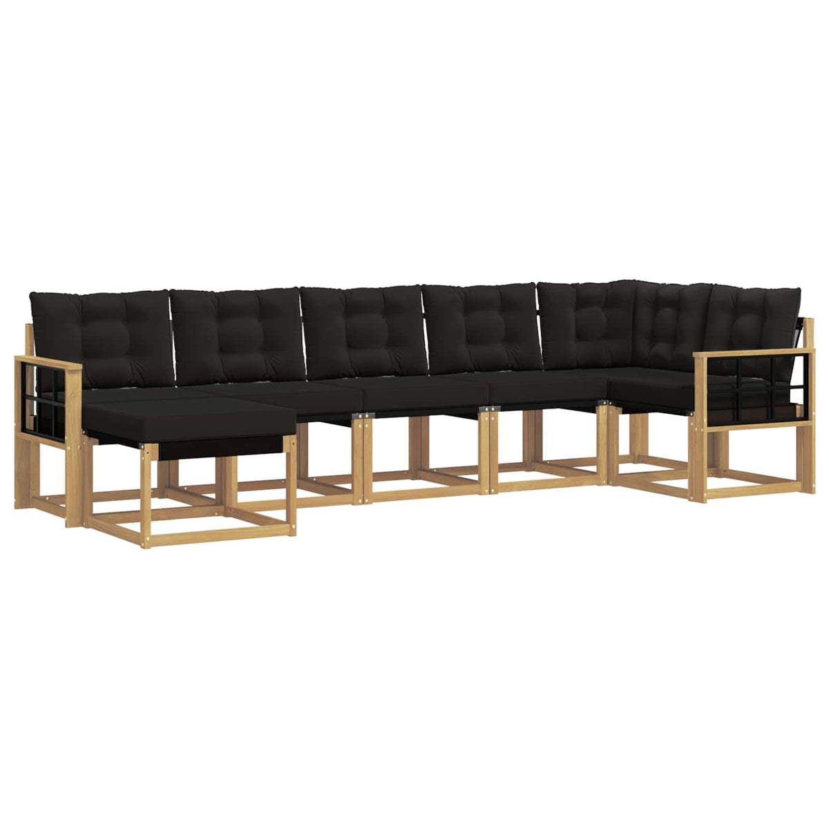 Outdoor-Sofagarnitur 7 stk. Weiß und Schwarz