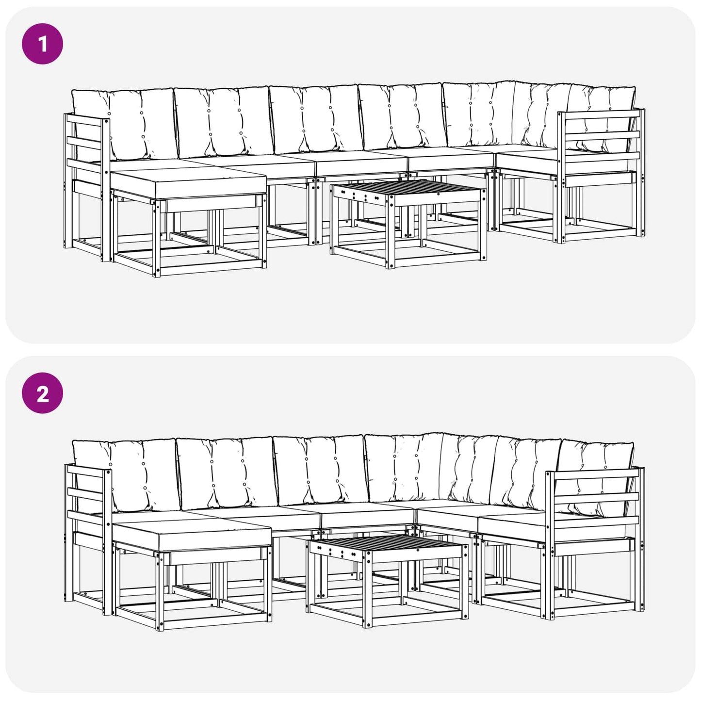 Outdoor-Sofagarnitur mit Kissen 8 pcs Weiß und Schwarz