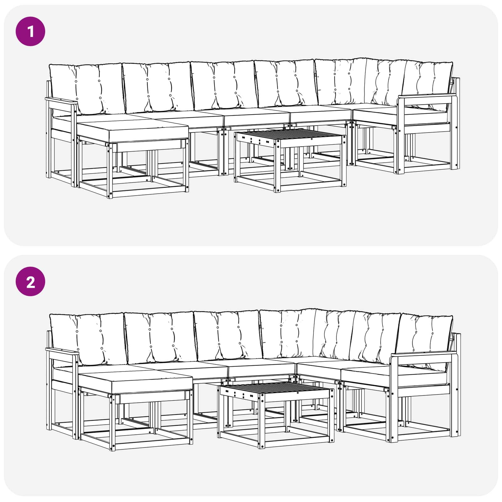 Outdoor-Sofagarnitur mit Kissen 8 pcs Weiß und Schwarz