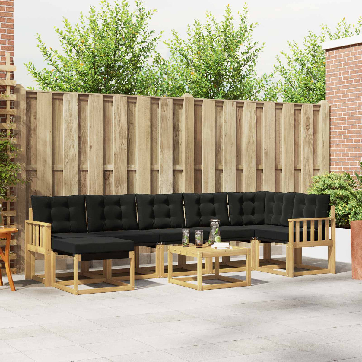 Outdoor-Sofagarnitur 8 stk. Weiß und Schwarz