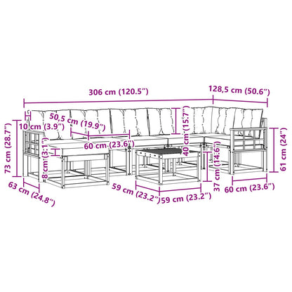 Outdoor-Sofagarnitur 8 stk. Weiß und Schwarz