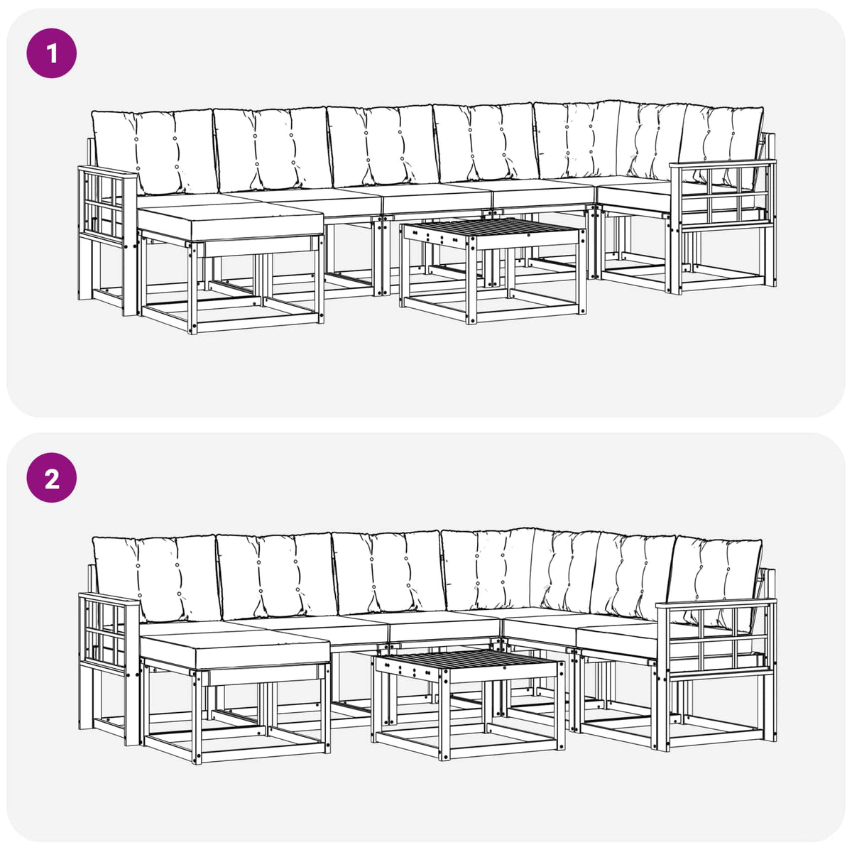 Outdoor-Sofagarnitur 8 stk. Weiß und Schwarz
