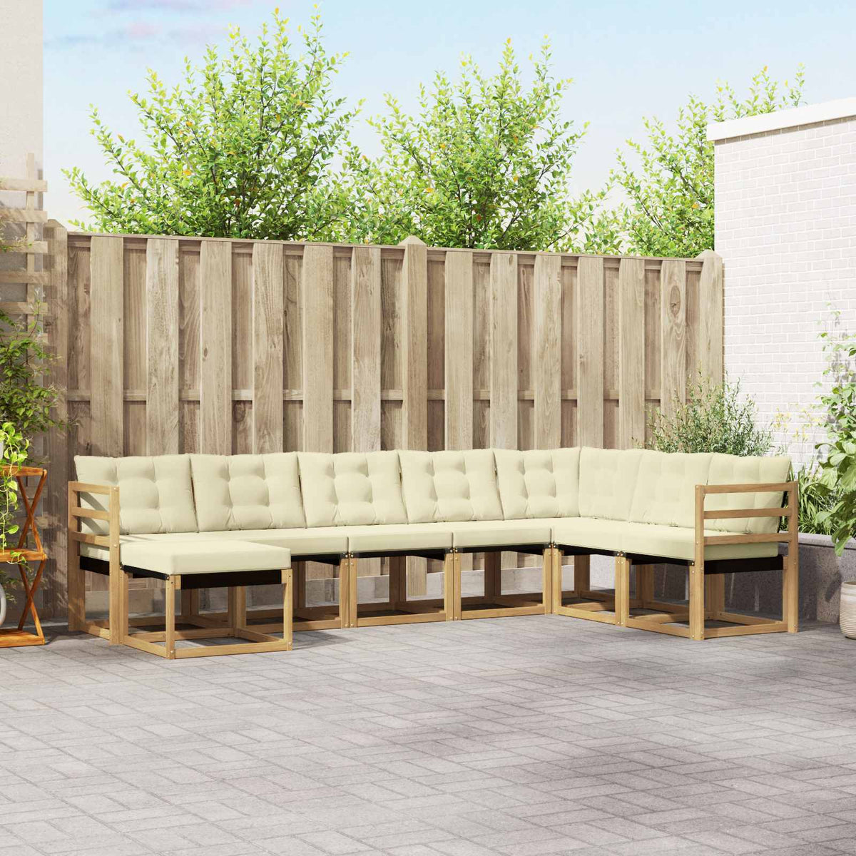 Outdoor-Sofagarnitur 8 stk. Weiß und Creme