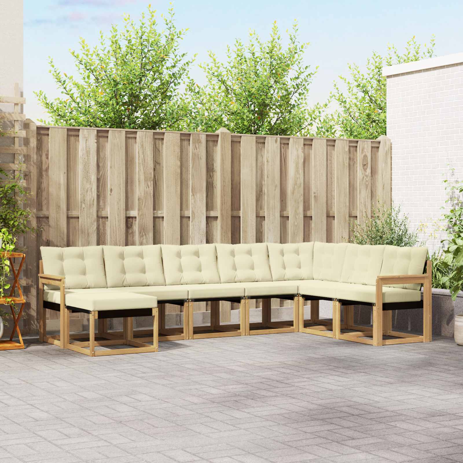 Outdoor-Sofagarnitur mit Kissen 8 pcs Weiß und Creme