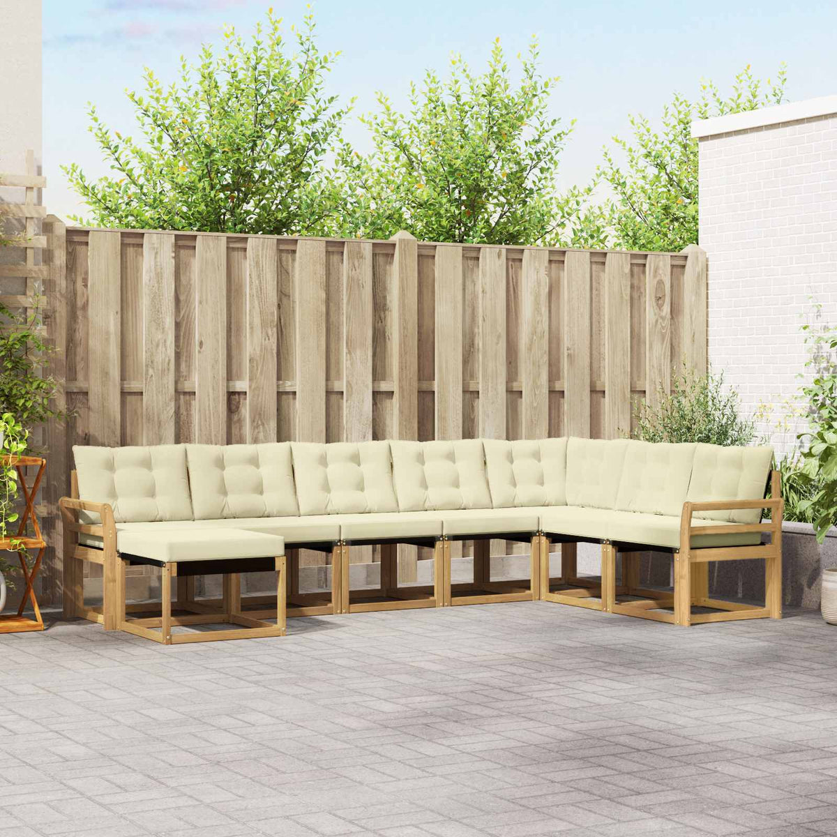 Outdoor-Sofagarnitur 8 stk. Weiß und Creme