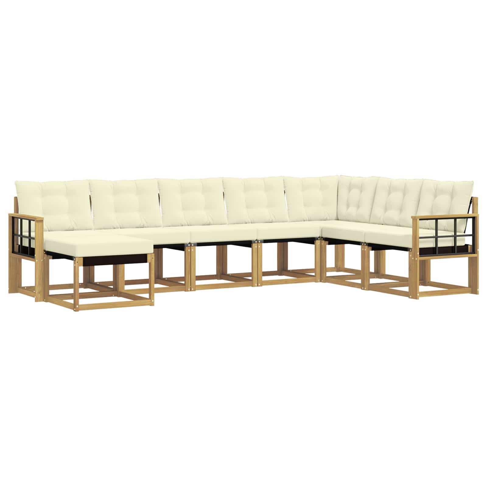 Outdoor-Sofagarnitur mit Kissen 8 pcs Weiß und Creme