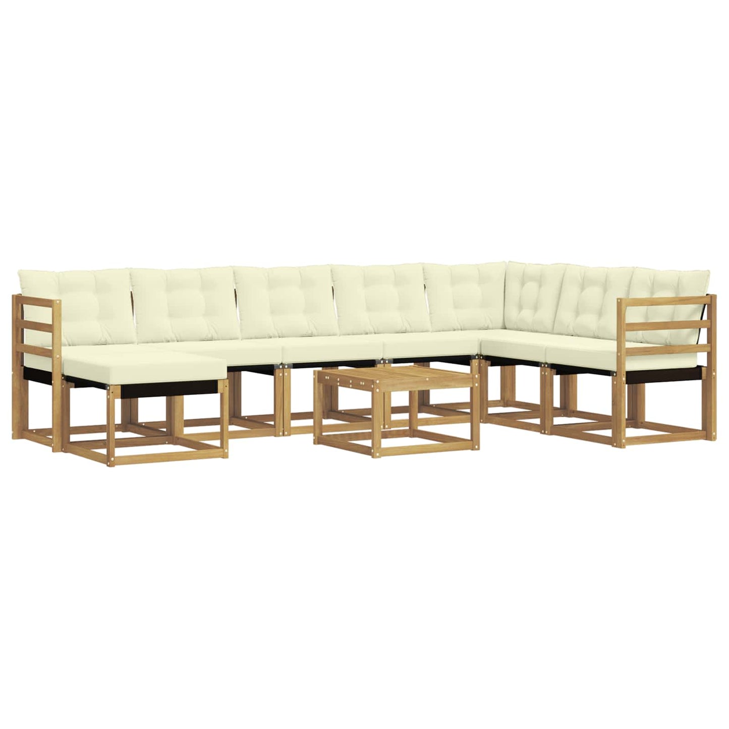 Outdoor-Sofagarnitur mit Kissen 9 pcs Weiß und Creme