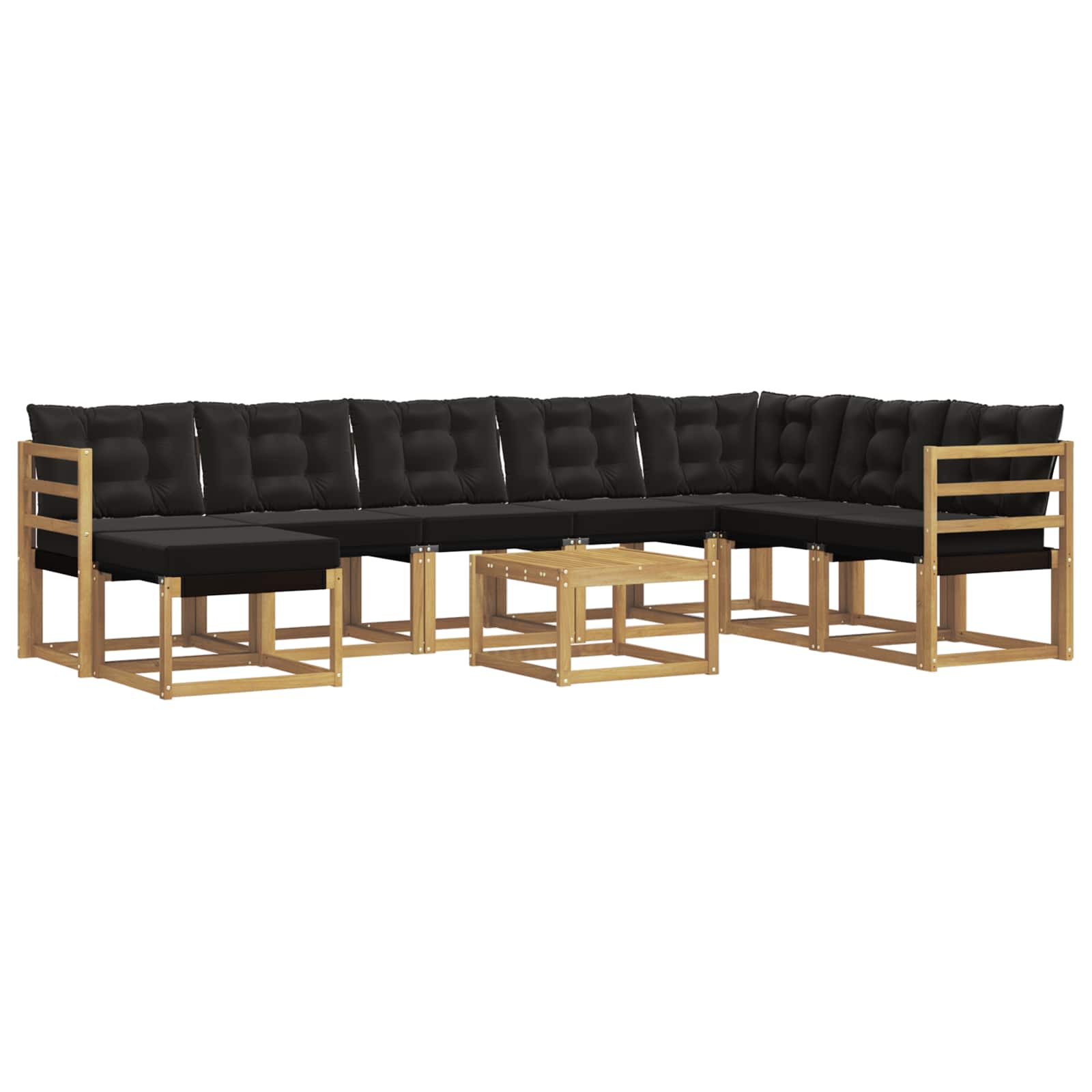 Outdoor-Sofagarnitur mit Kissen 9 pcs Weiß und Schwarz