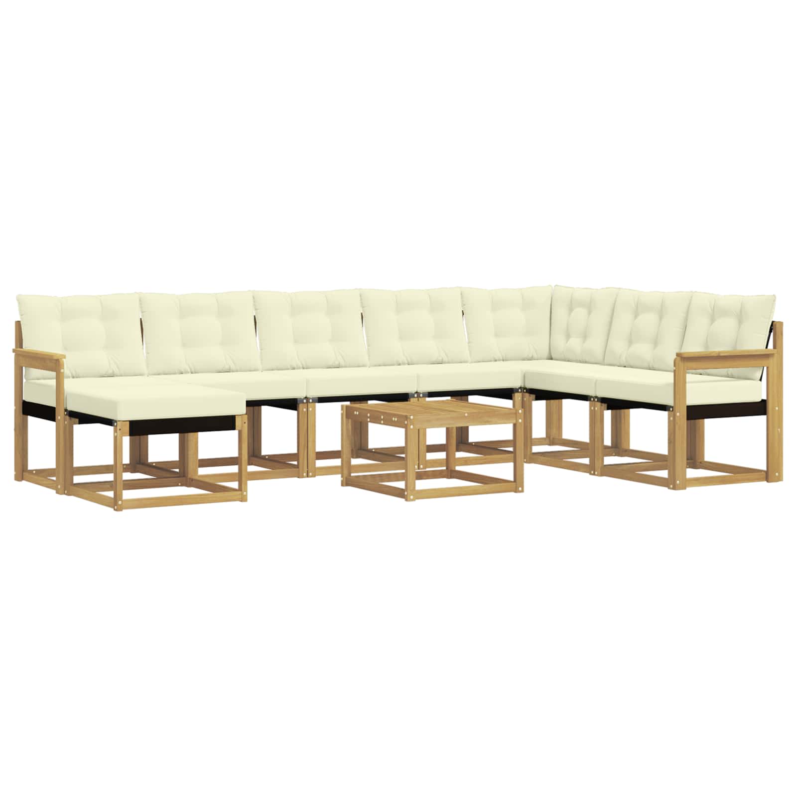 Outdoor-Sofagarnitur mit Kissen 9 pcs Weiß und Creme