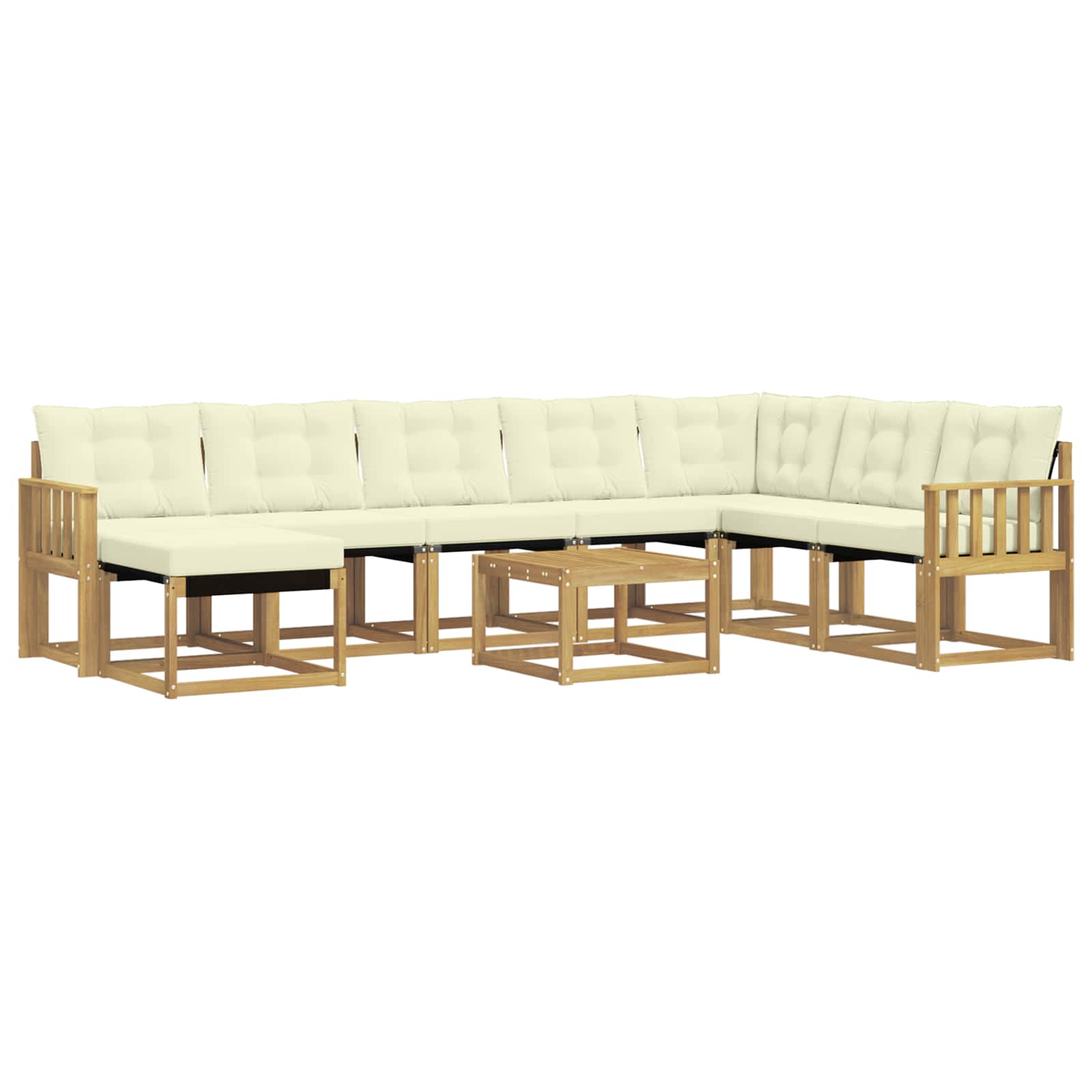 Outdoor-Sofagarnitur mit Kissen 9 pcs Weiß und Creme