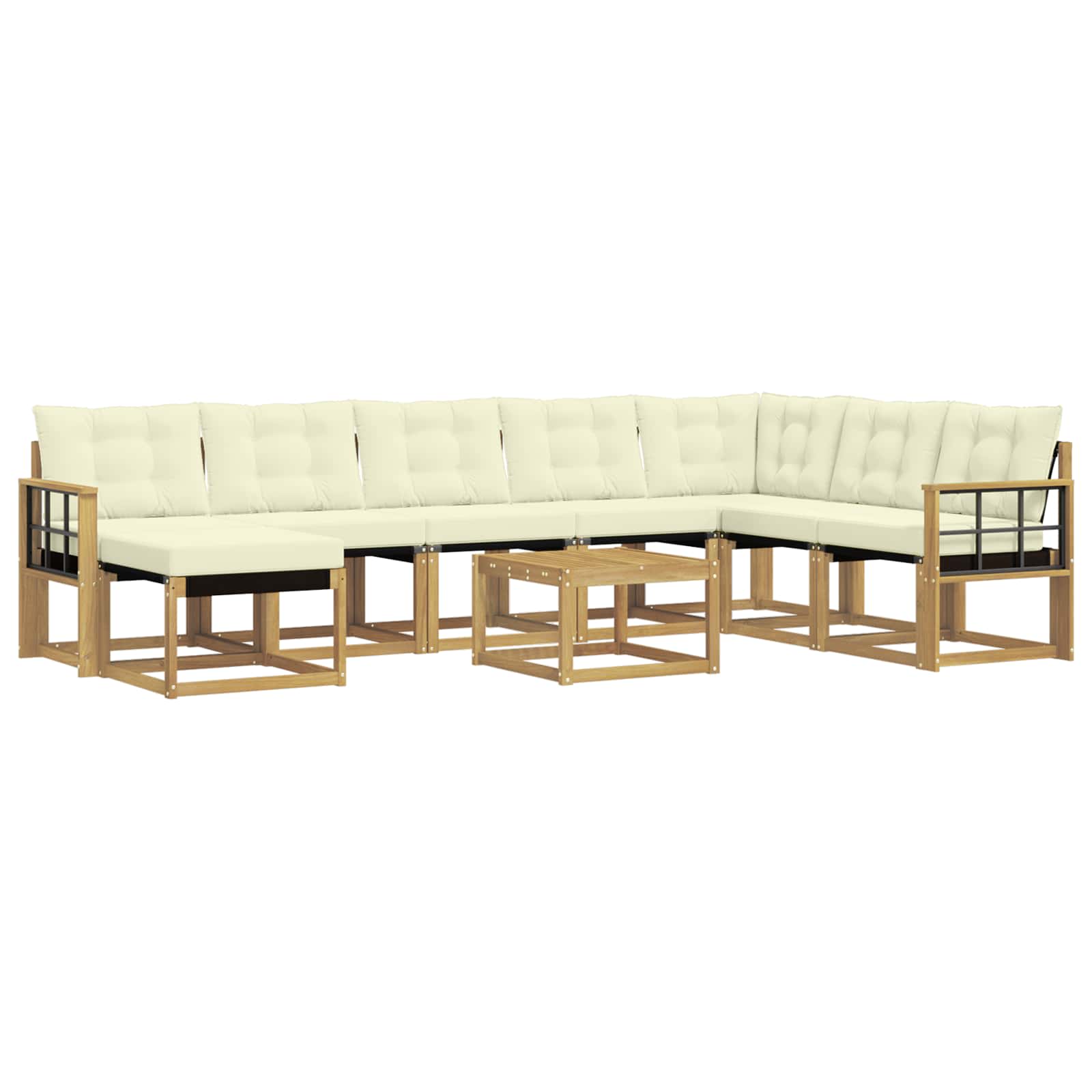 Outdoor-Sofagarnitur mit Kissen 9 pcs Weiß und Creme