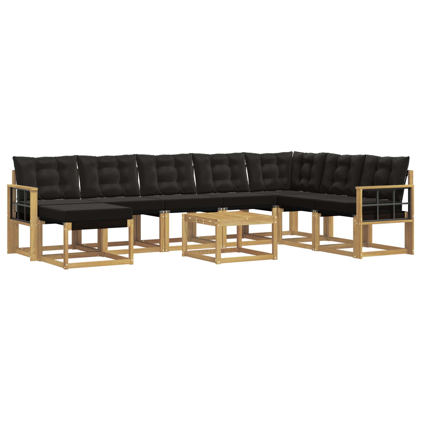 Outdoor-Sofagarnitur mit Kissen 9 pcs Weiß und Schwarz