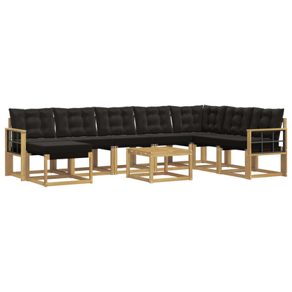 Outdoor-Sofagarnitur 9 stk. Weiß und Schwarz
