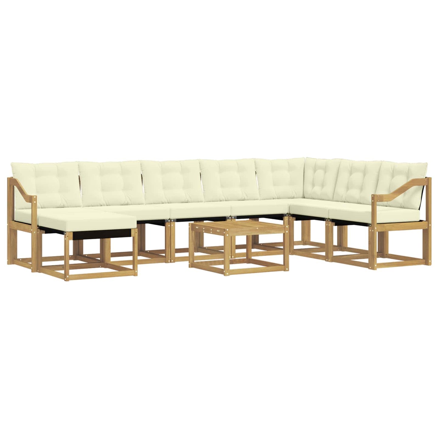 Outdoor-Sofagarnitur mit Kissen 9 pcs Weiß und Creme