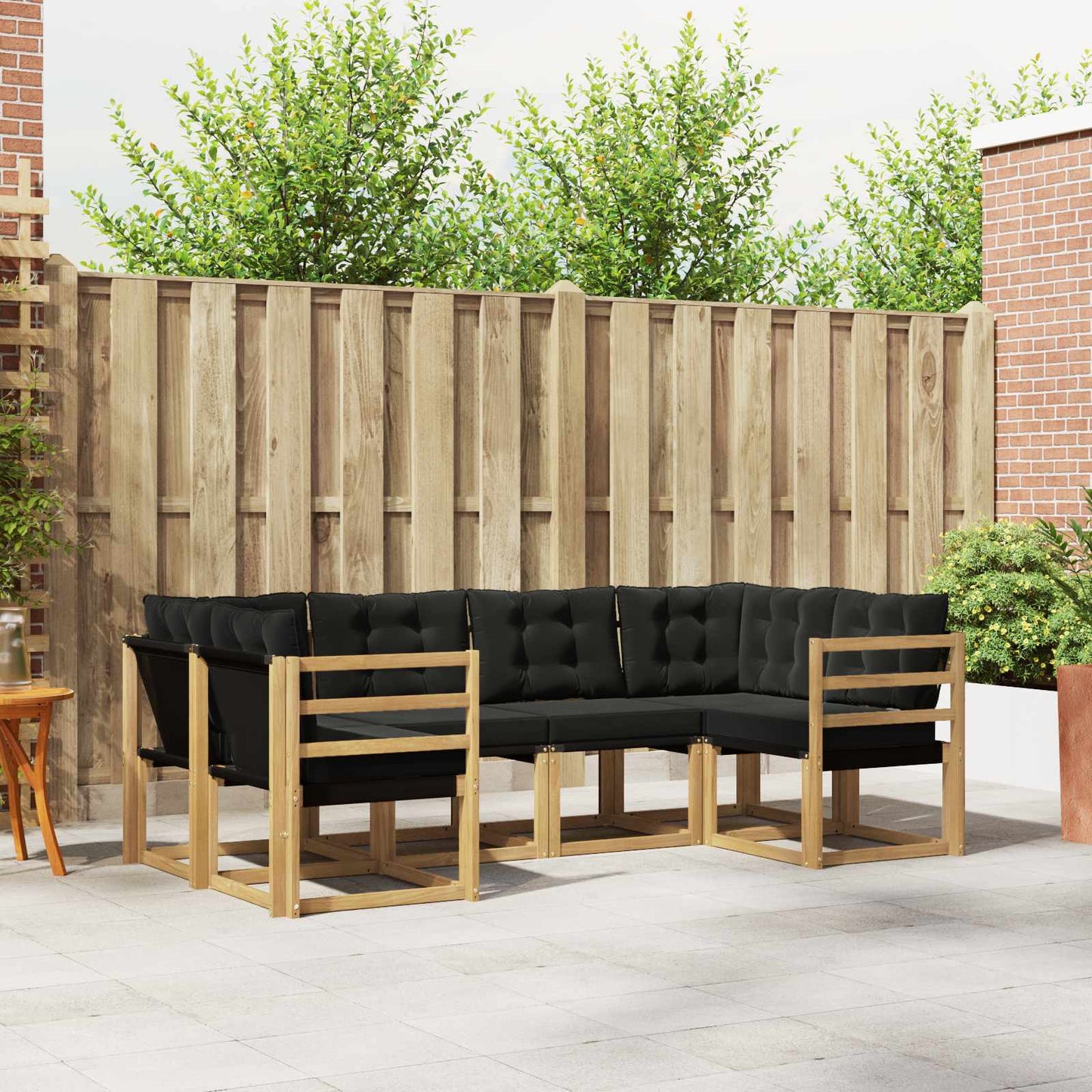 Outdoor-Sofagarnitur mit Kissen 6 pcs Weiß und Schwarz