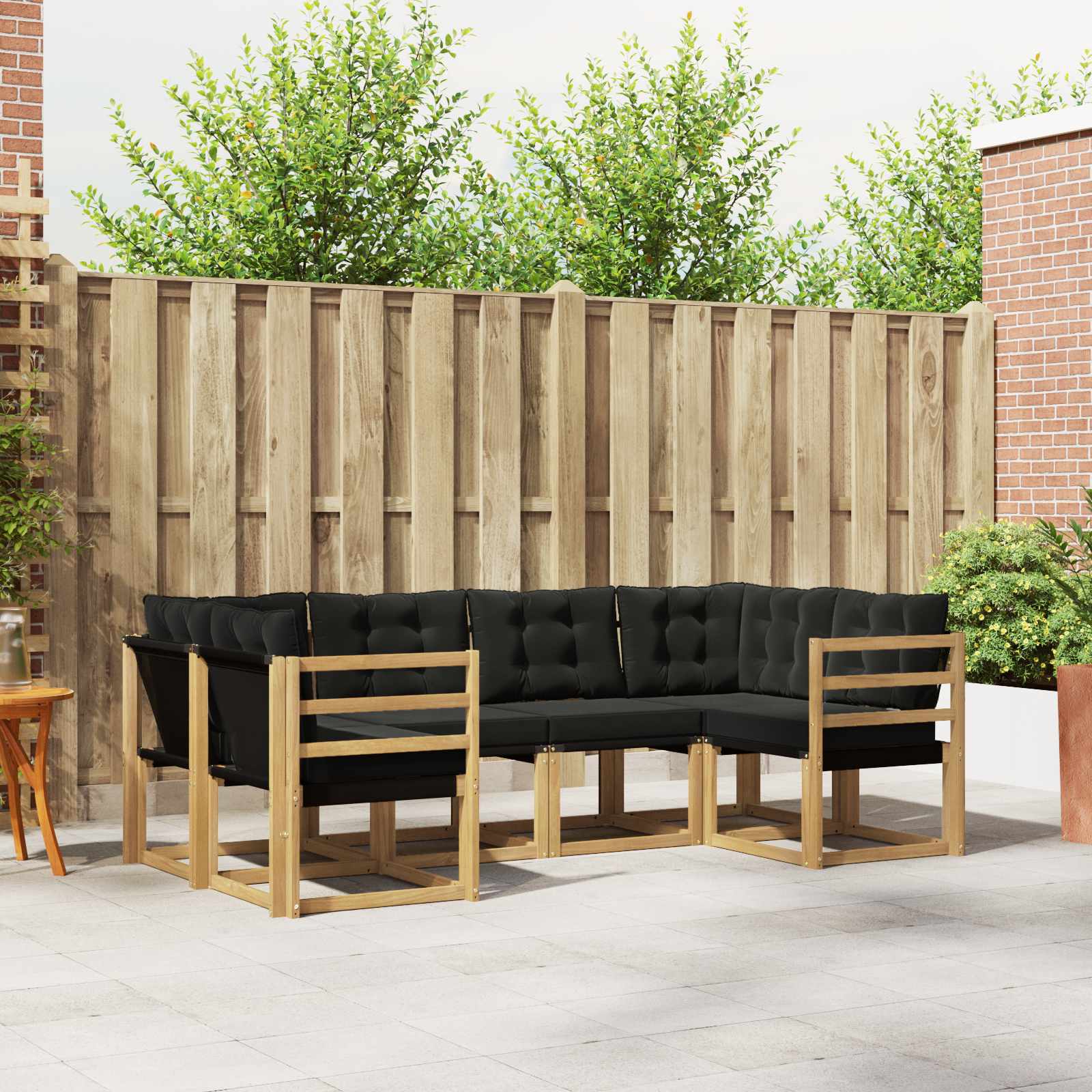 Outdoor-Sofagarnitur mit Kissen 6 pcs Weiß und Schwarz