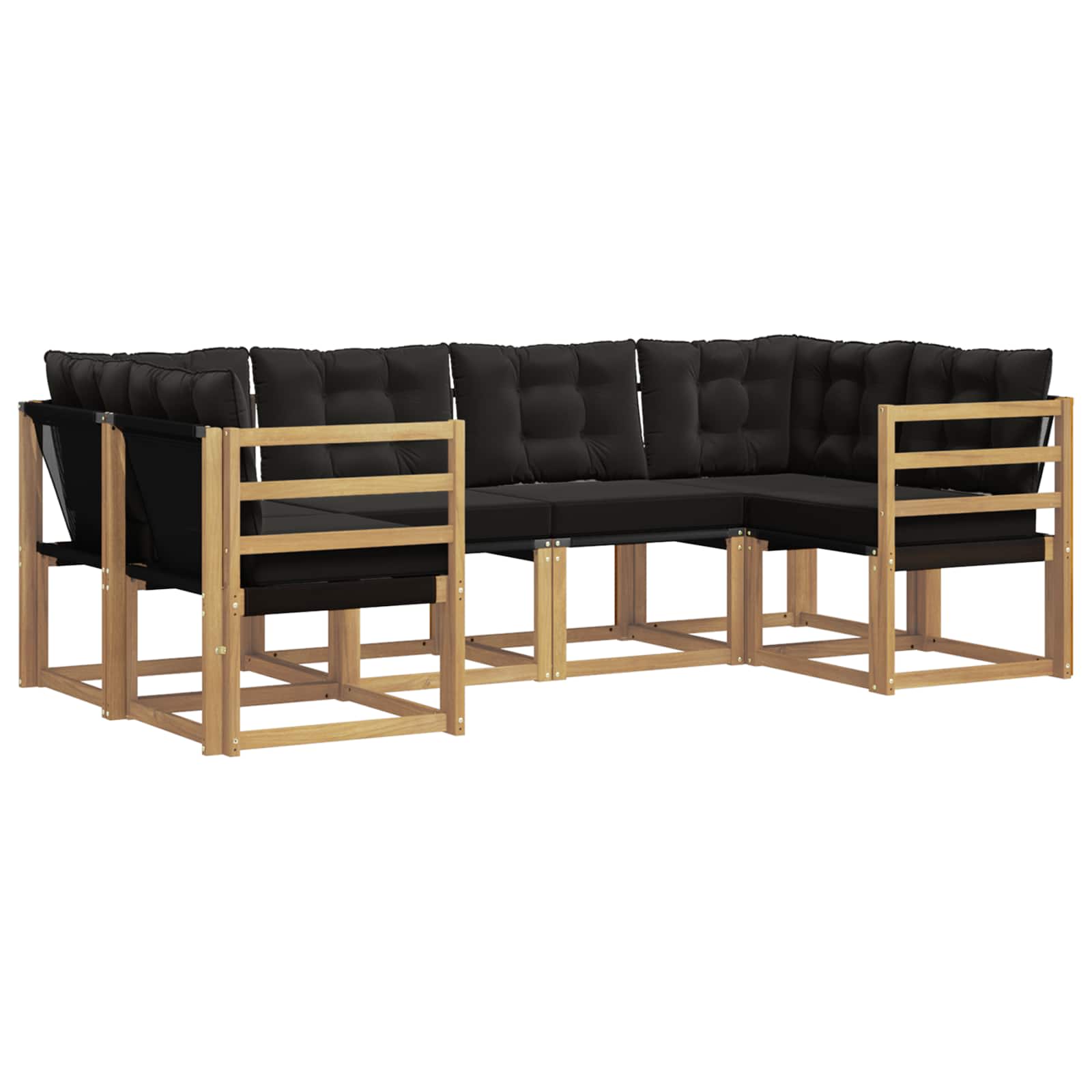 Outdoor-Sofagarnitur mit Kissen 6 pcs Weiß und Schwarz