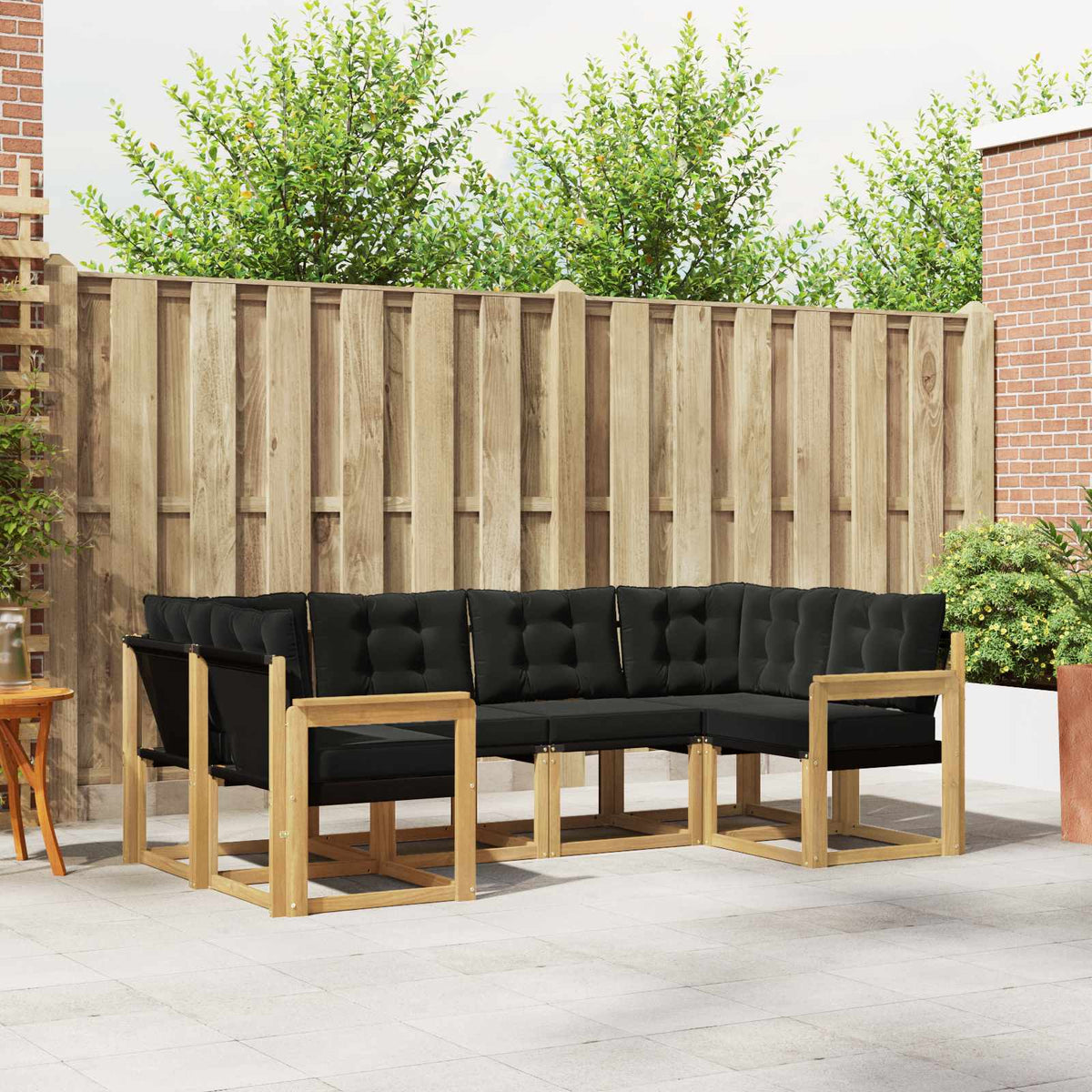Outdoor-Sofagarnitur 6 stk. Weiß und Schwarz