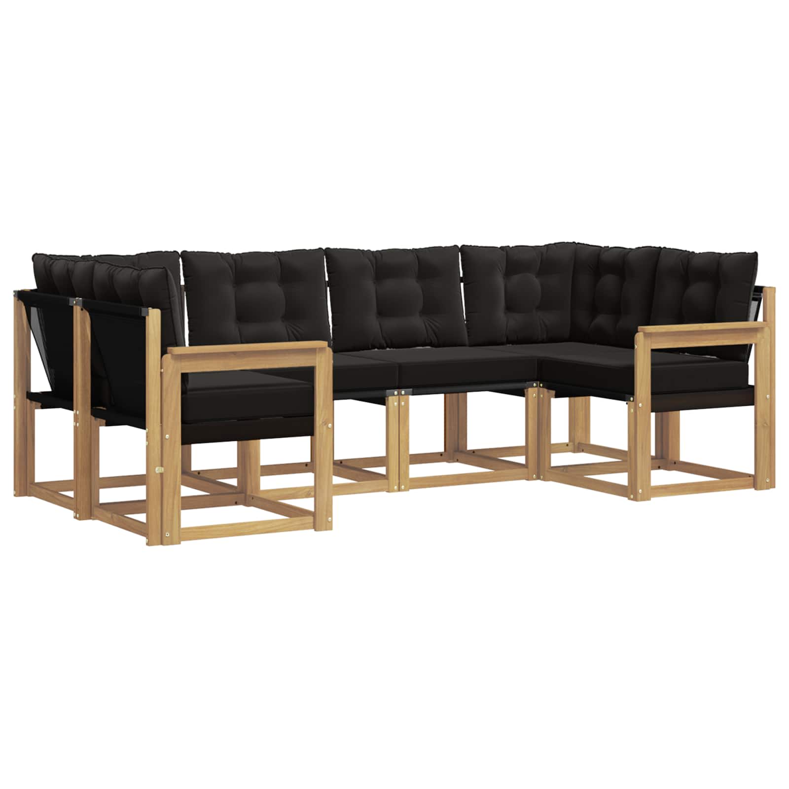 Outdoor-Sofagarnitur mit Kissen 6 pcs Weiß und Schwarz