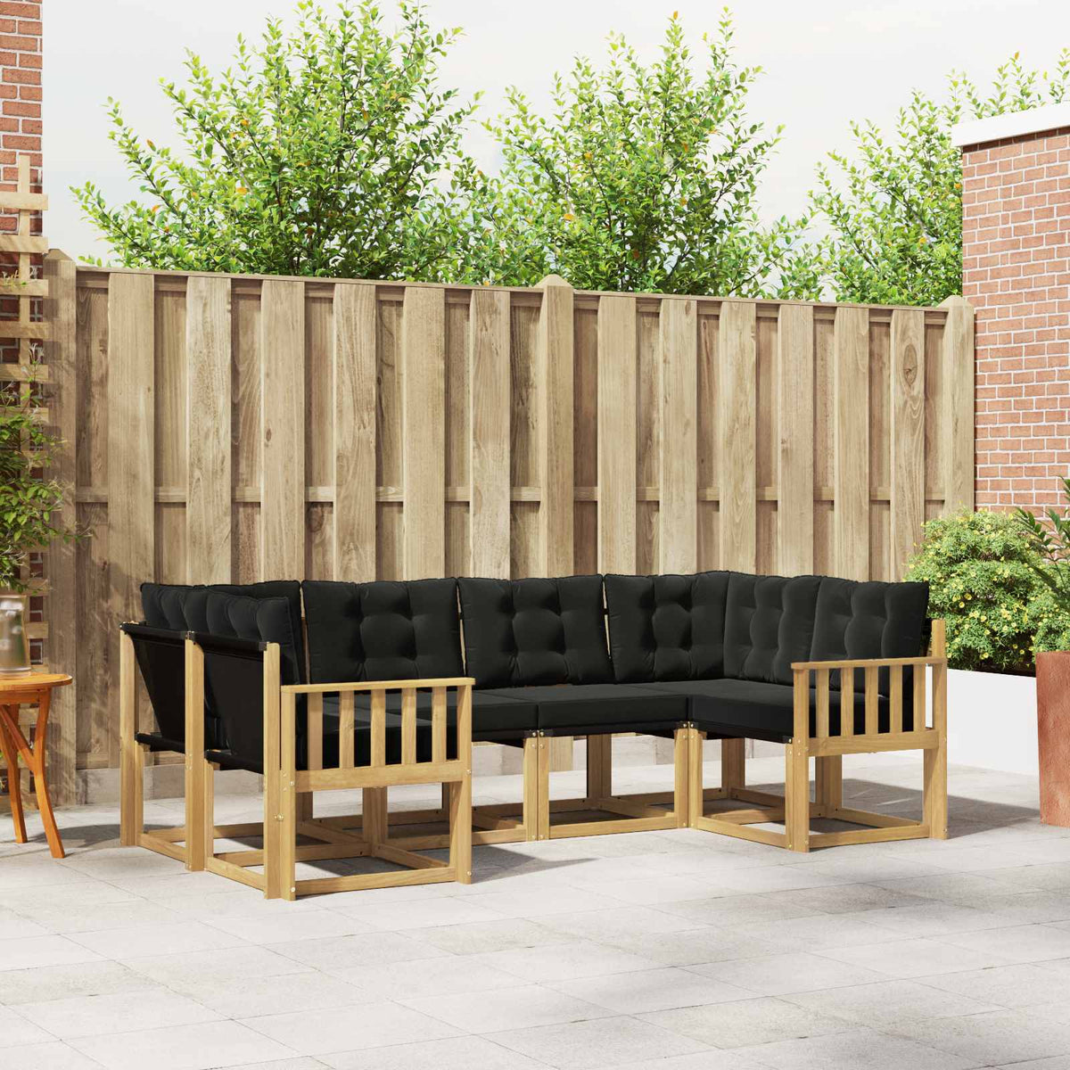 Outdoor-Sofagarnitur 6 stk. Weiß und Schwarz