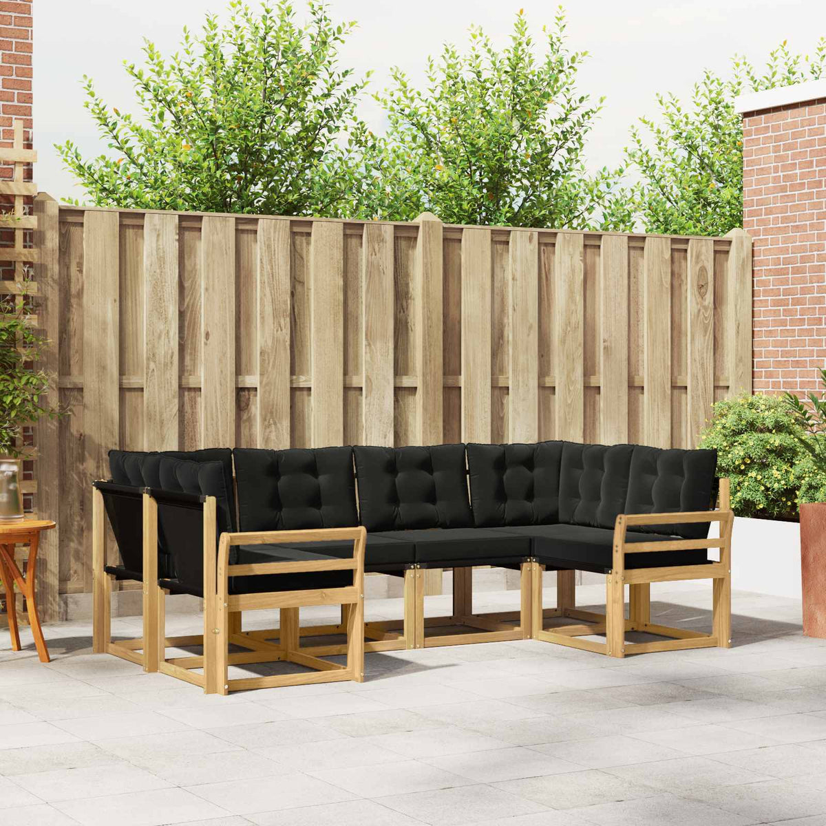 Outdoor-Sofagarnitur 6 stk. Weiß und Schwarz