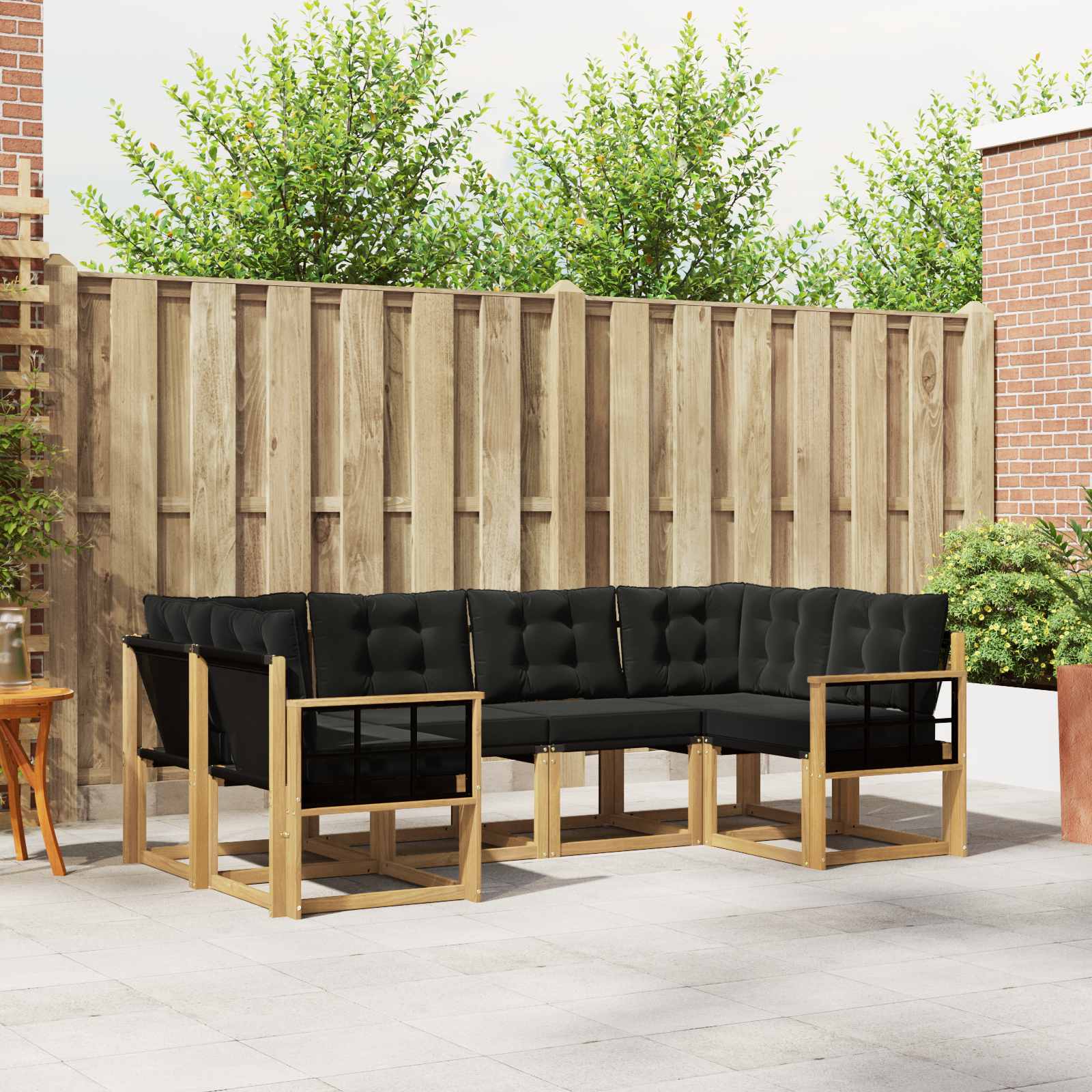 Outdoor-Sofagarnitur mit Kissen 6 pcs Weiß und Schwarz