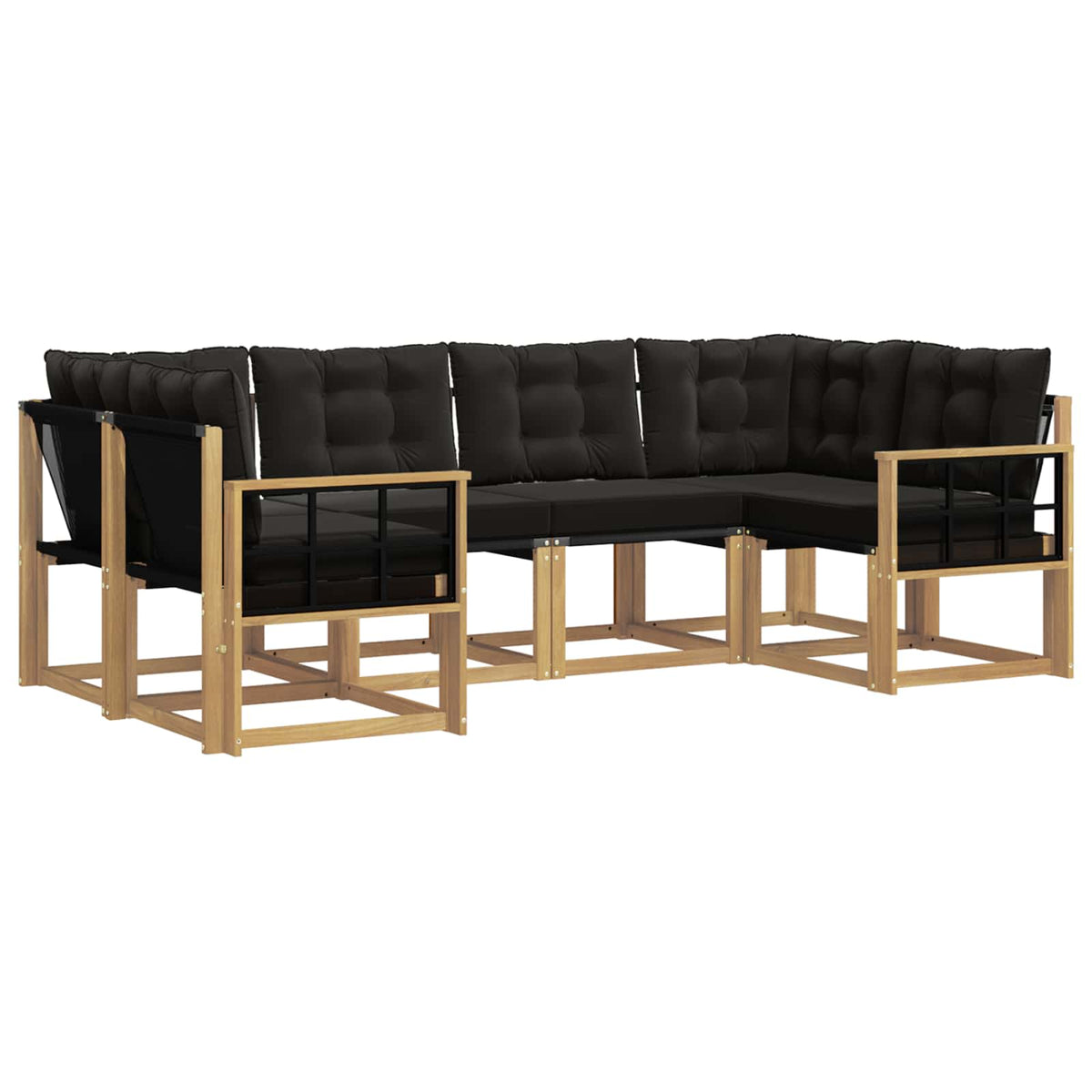 Outdoor-Sofagarnitur 6 stk. Weiß und Schwarz