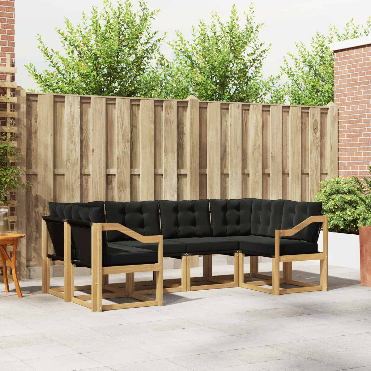 Outdoor-Sofagarnitur 6 stk. Weiß und Schwarz