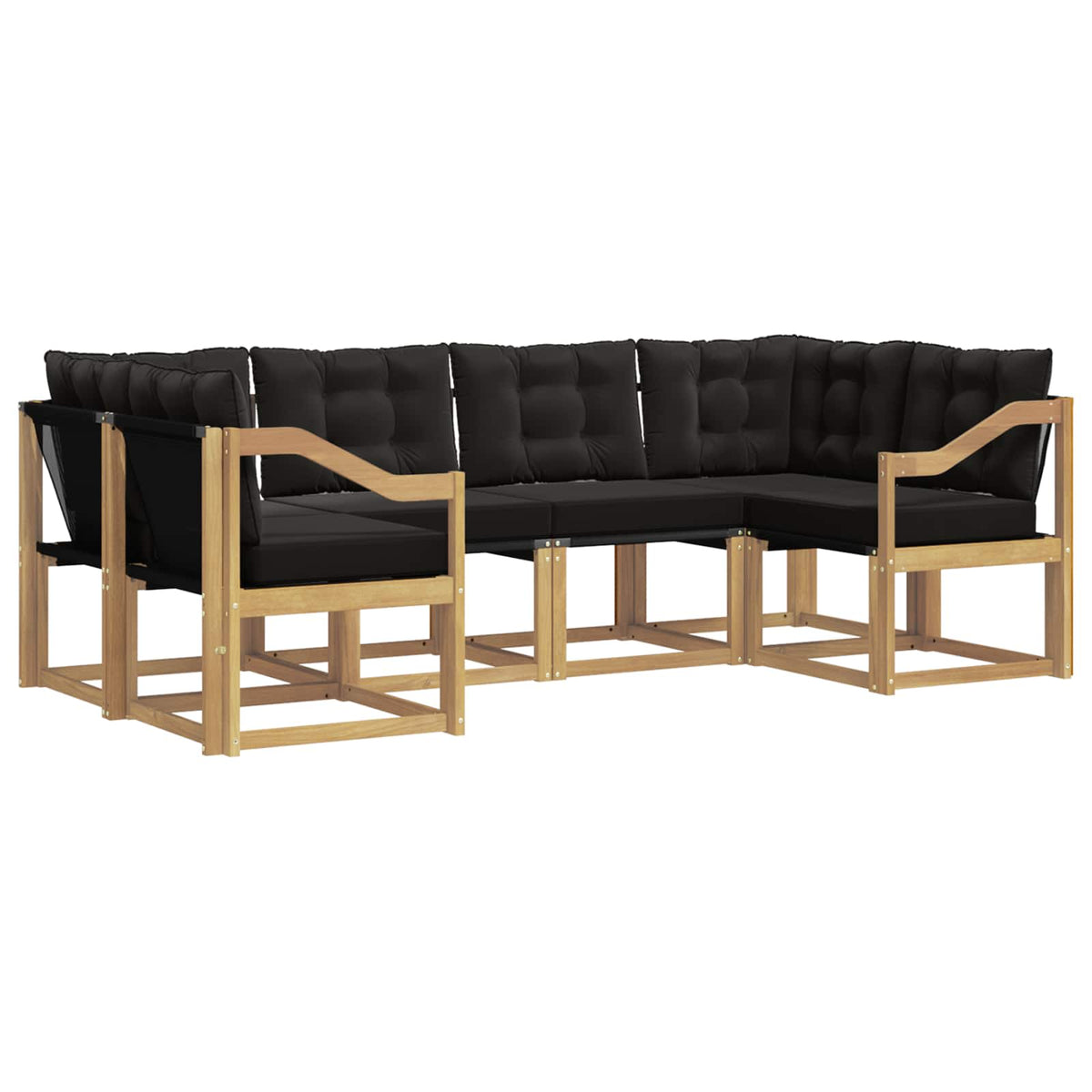 Outdoor-Sofagarnitur 6 stk. Weiß und Schwarz