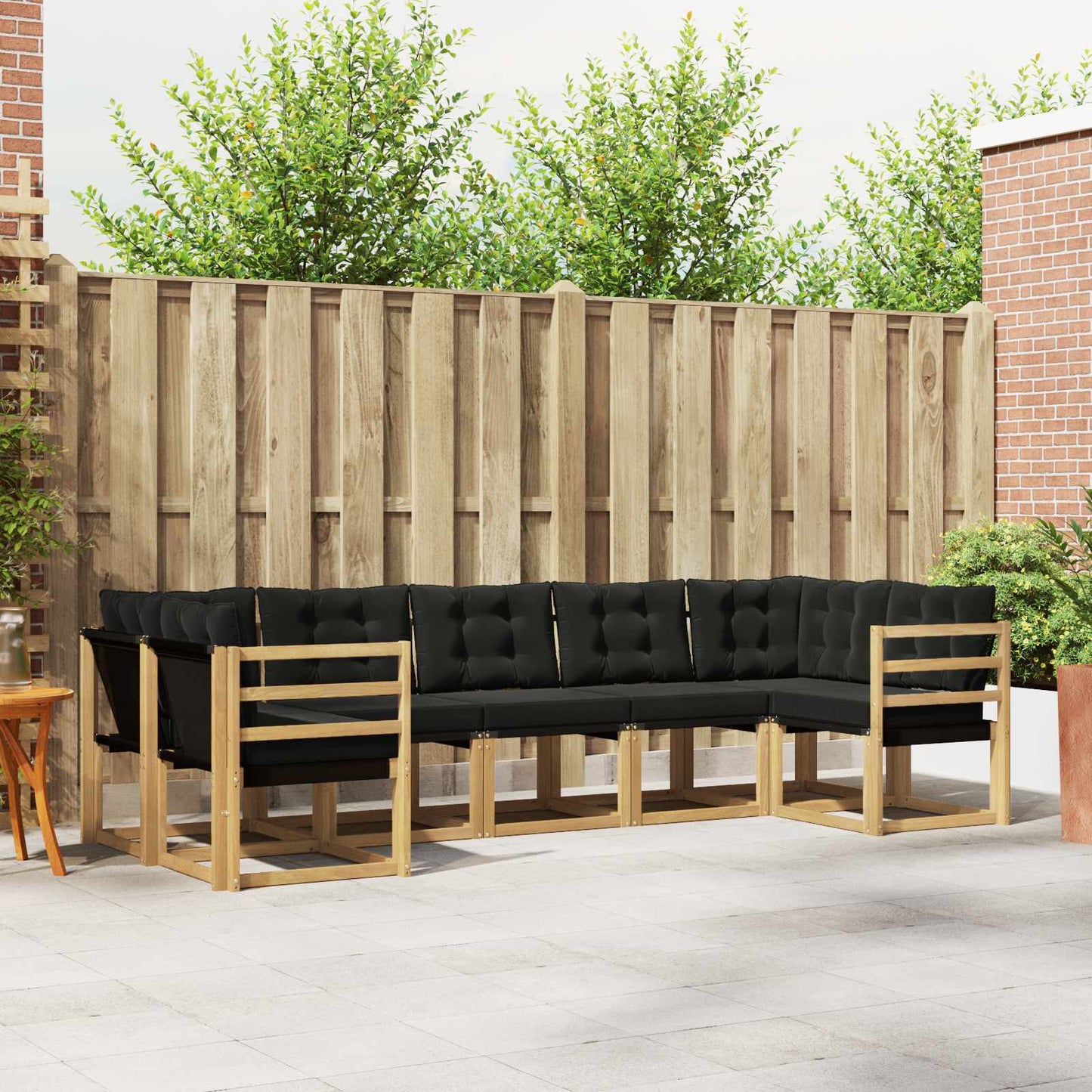 Outdoor-Sofagarnitur mit Kissen 7 pcs Weiß und Schwarz