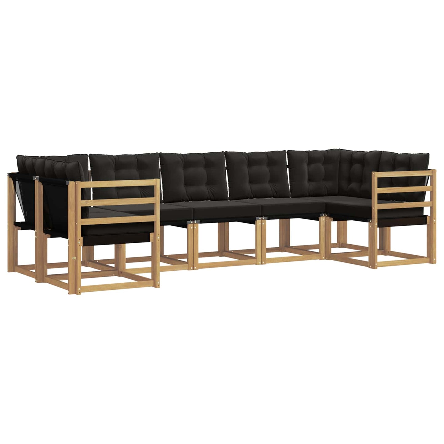 Outdoor-Sofagarnitur mit Kissen 7 pcs Weiß und Schwarz