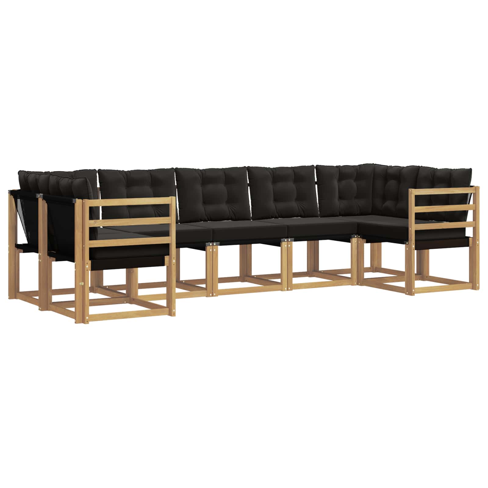 Outdoor-Sofagarnitur mit Kissen 7 pcs Weiß und Schwarz