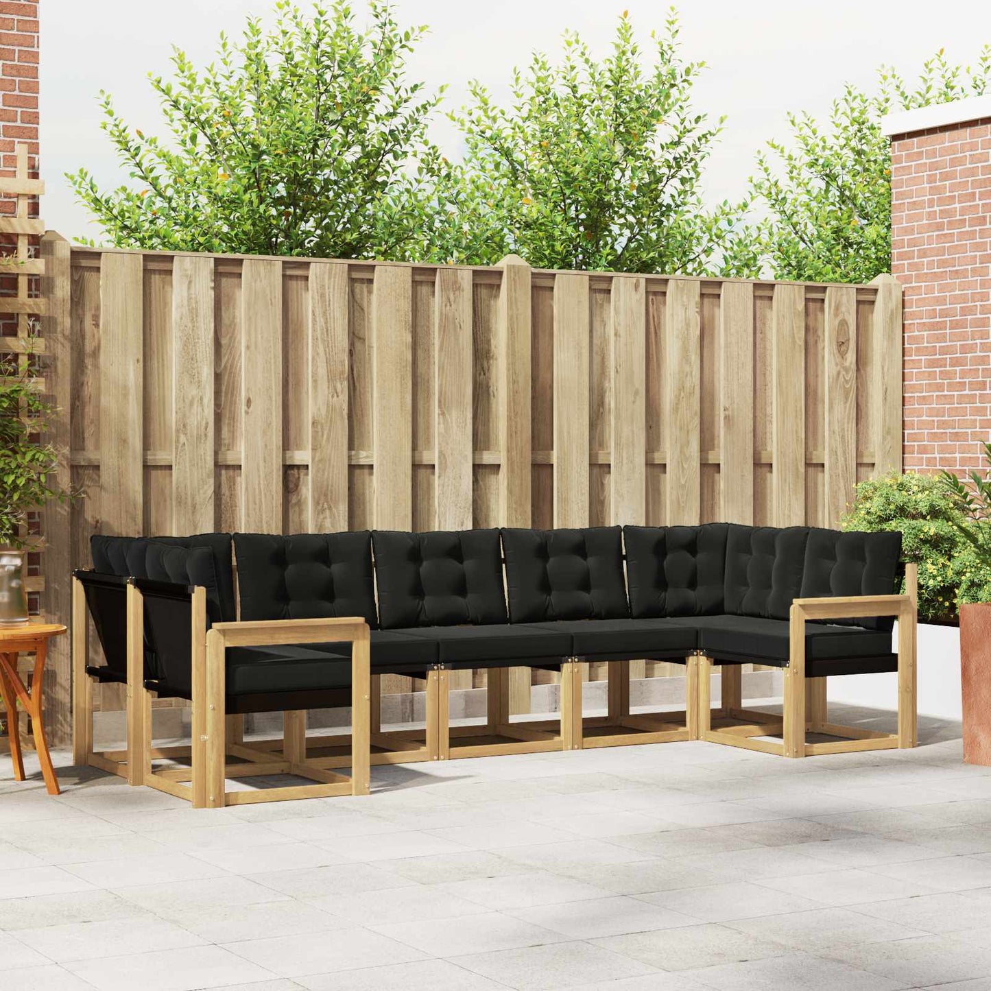 Outdoor-Sofagarnitur mit Kissen 7 pcs Weiß und Schwarz