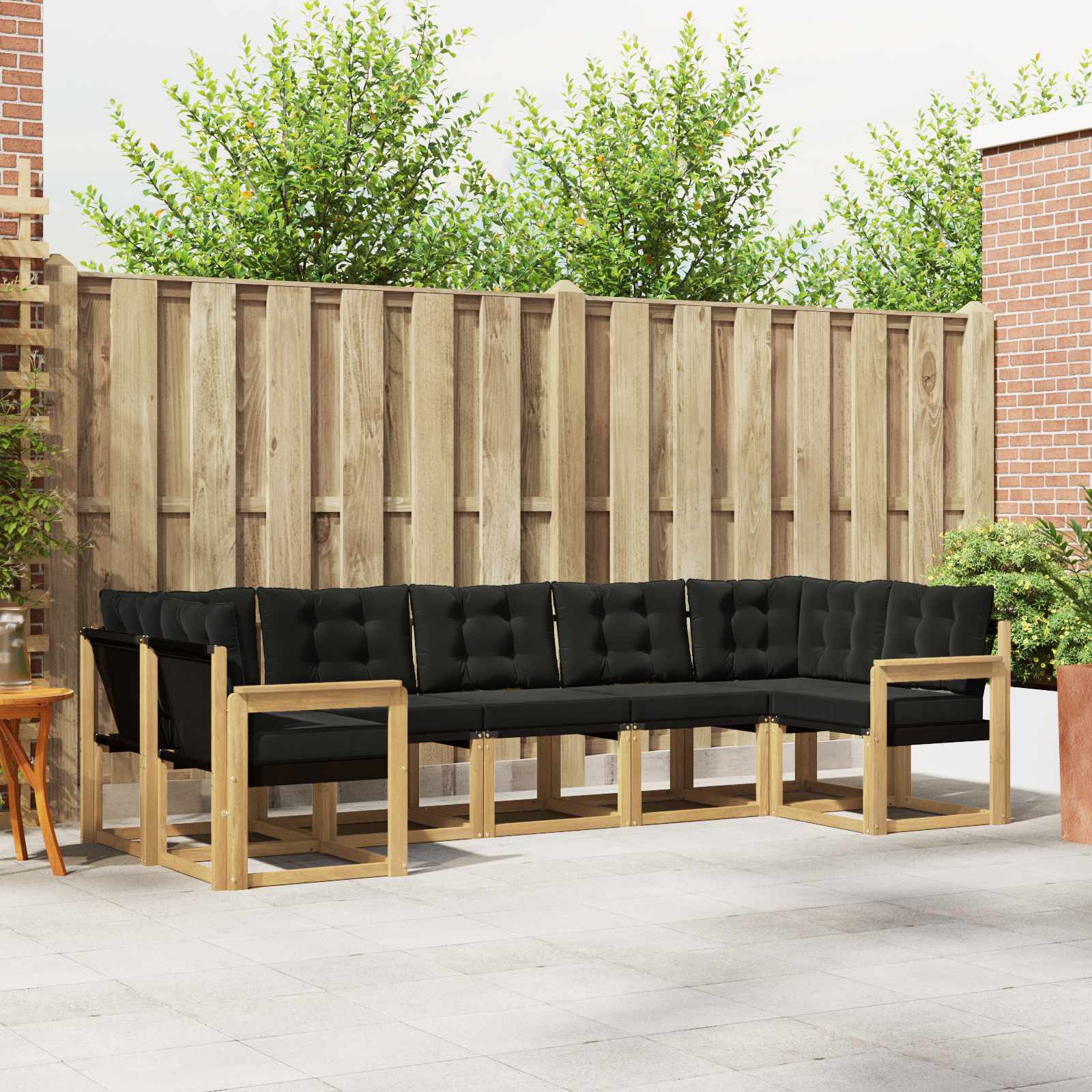 Outdoor-Sofagarnitur mit Kissen 7 pcs Weiß und Schwarz