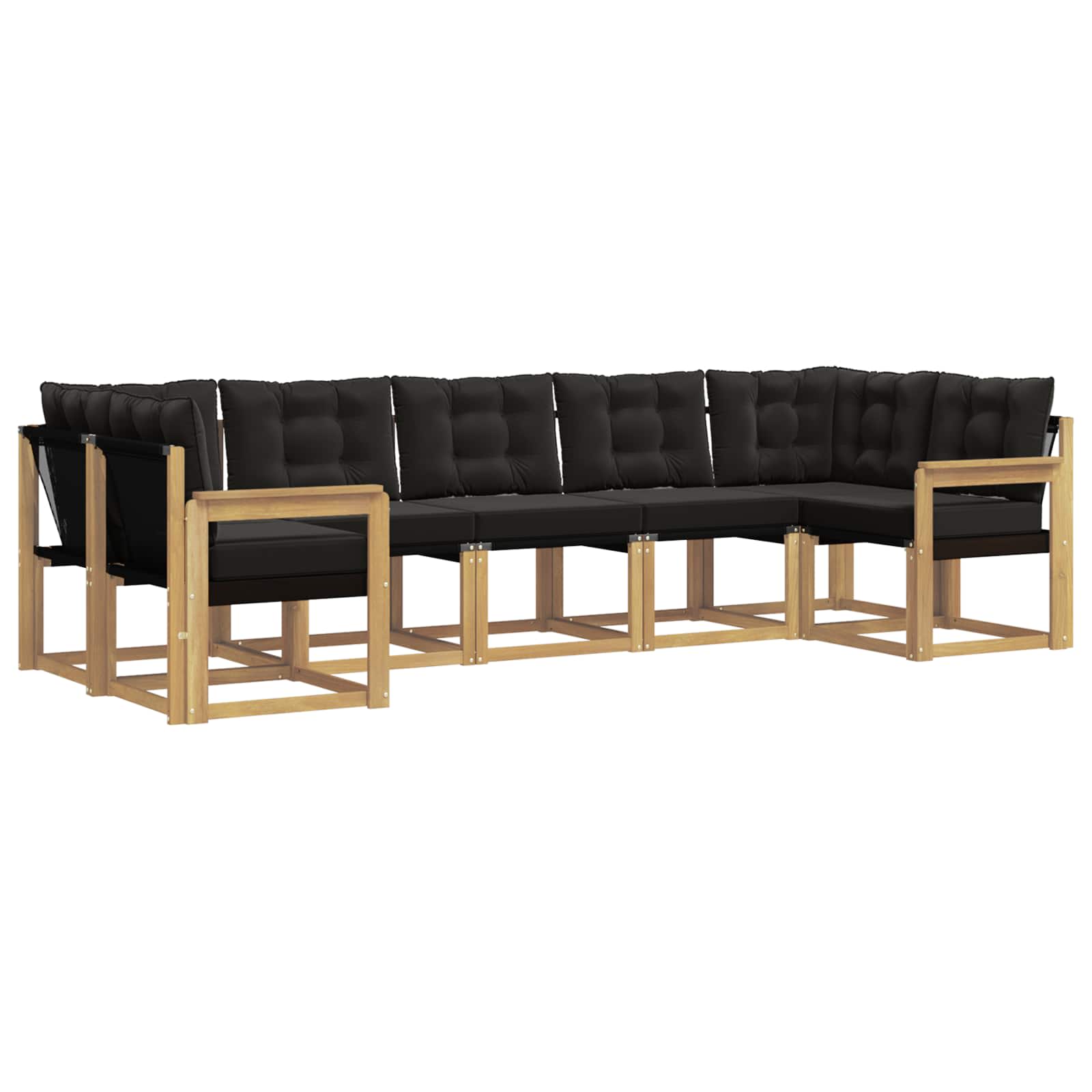 Outdoor-Sofagarnitur mit Kissen 7 pcs Weiß und Schwarz