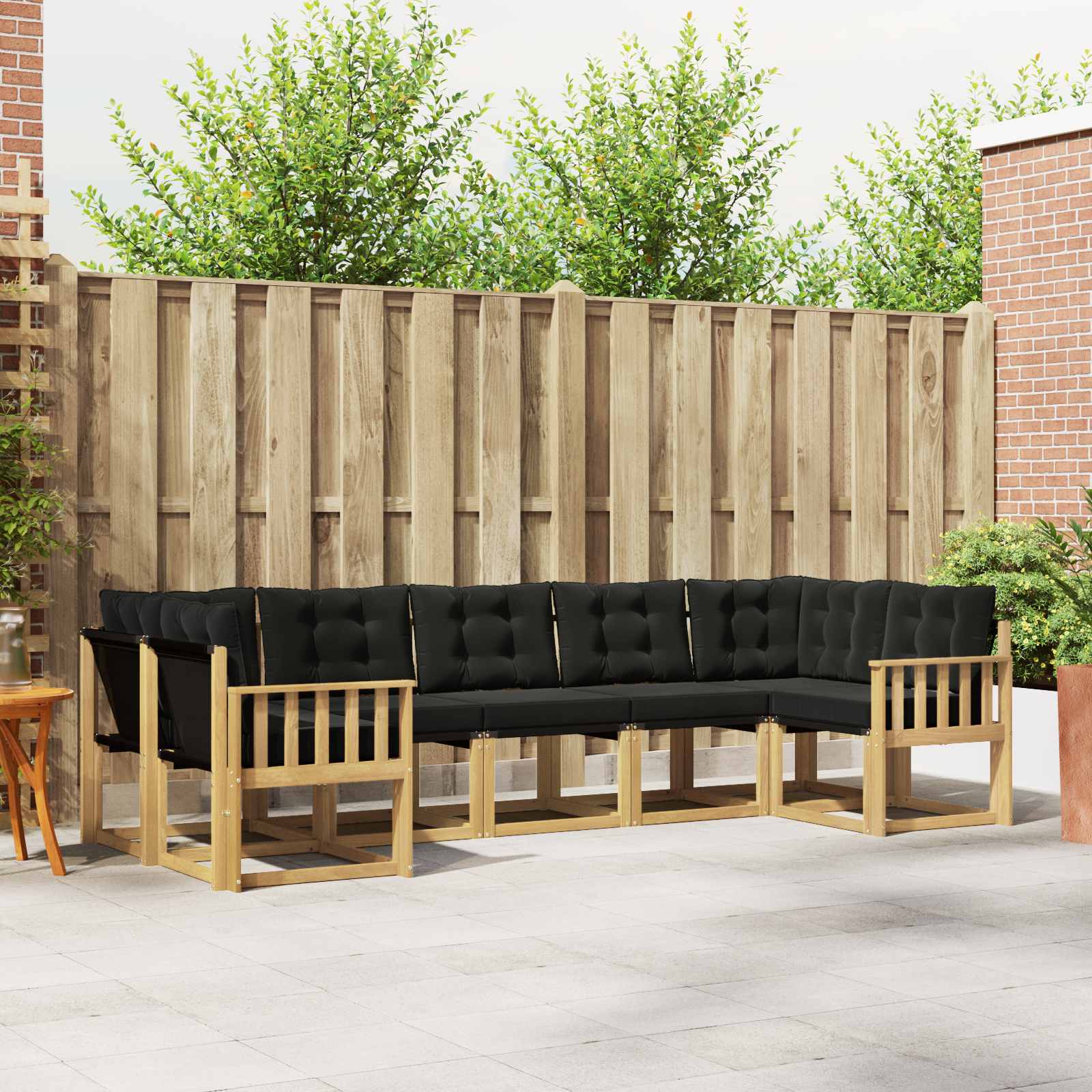 Outdoor-Sofagarnitur mit Kissen 7 pcs Weiß und Schwarz