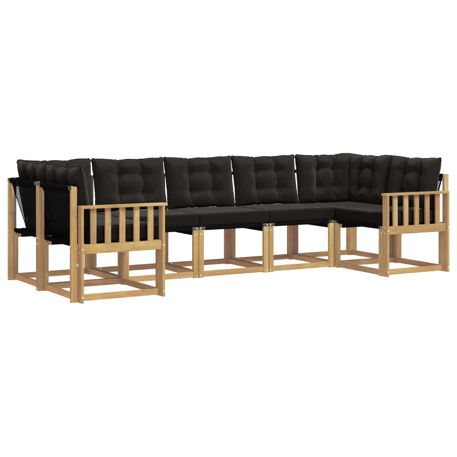Outdoor-Sofagarnitur mit Kissen 7 pcs Weiß und Schwarz