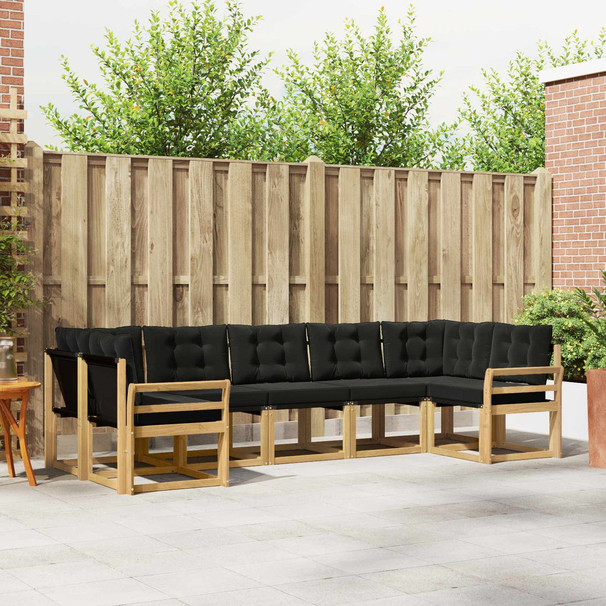 Outdoor-Sofagarnitur 7 stk. Weiß und Schwarz