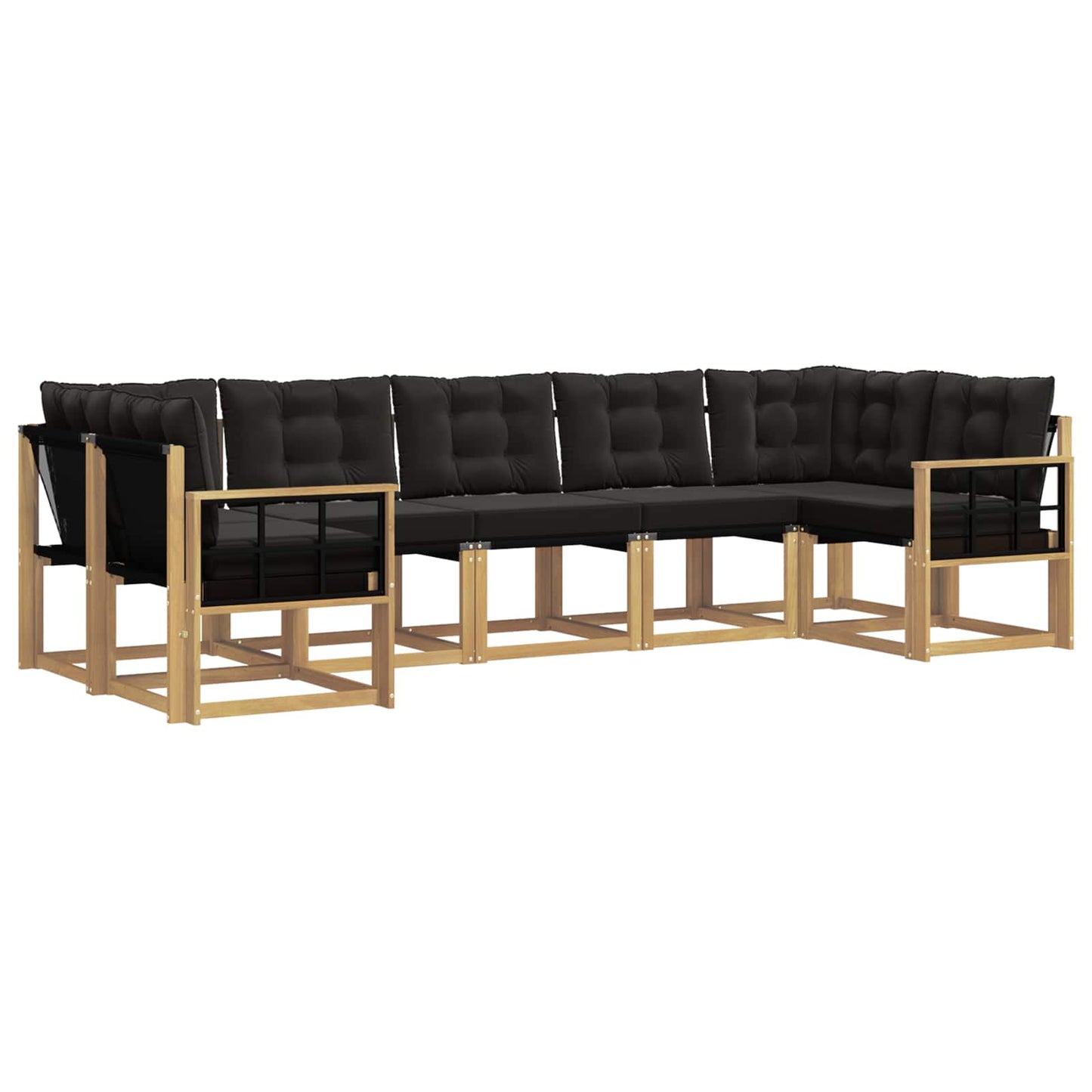 Outdoor-Sofagarnitur mit Kissen 7 pcs Weiß und Schwarz