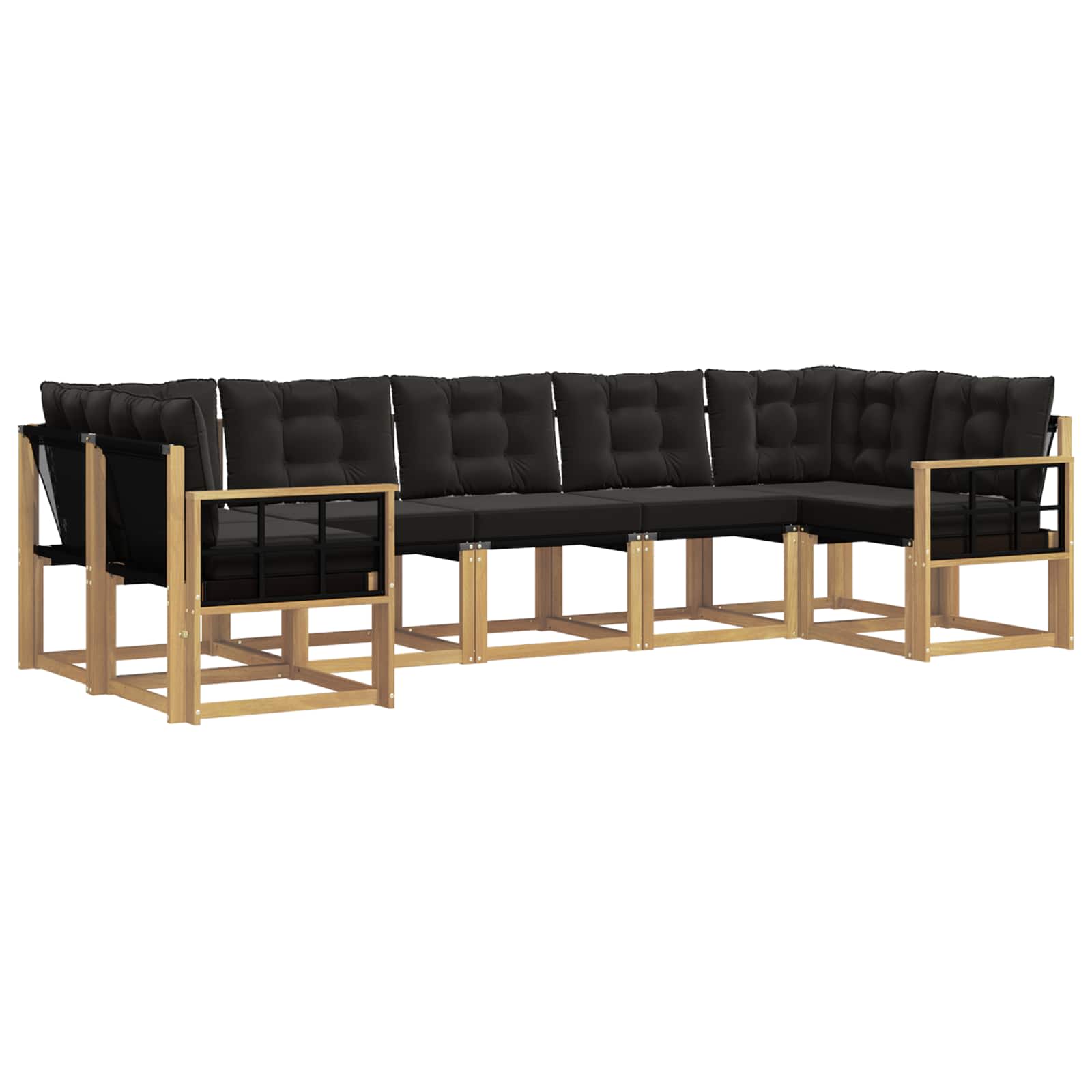 Outdoor-Sofagarnitur mit Kissen 7 pcs Weiß und Schwarz