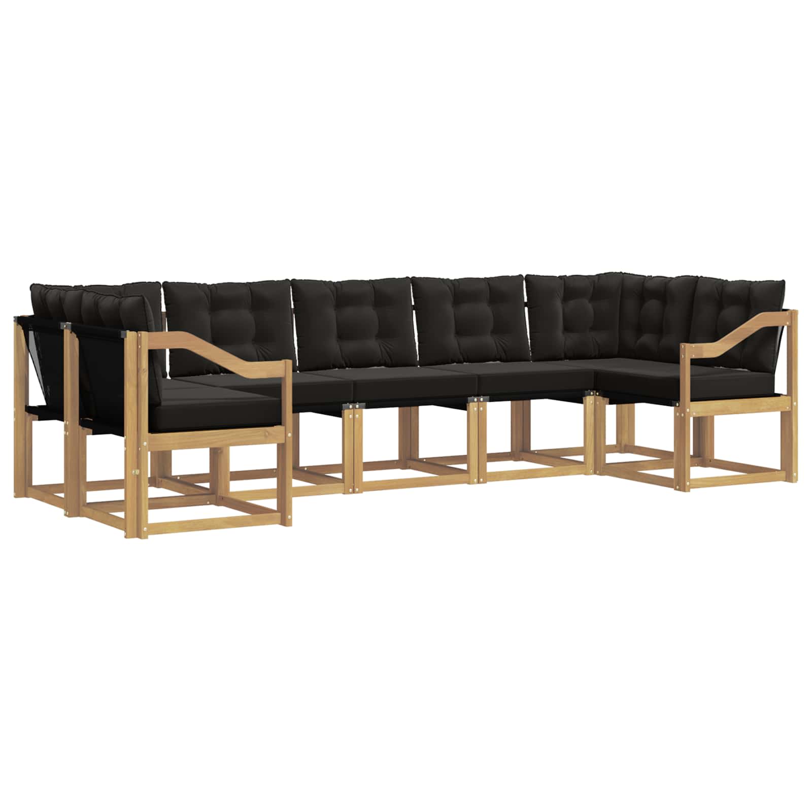 Outdoor-Sofagarnitur mit Kissen 7 pcs Weiß und Schwarz