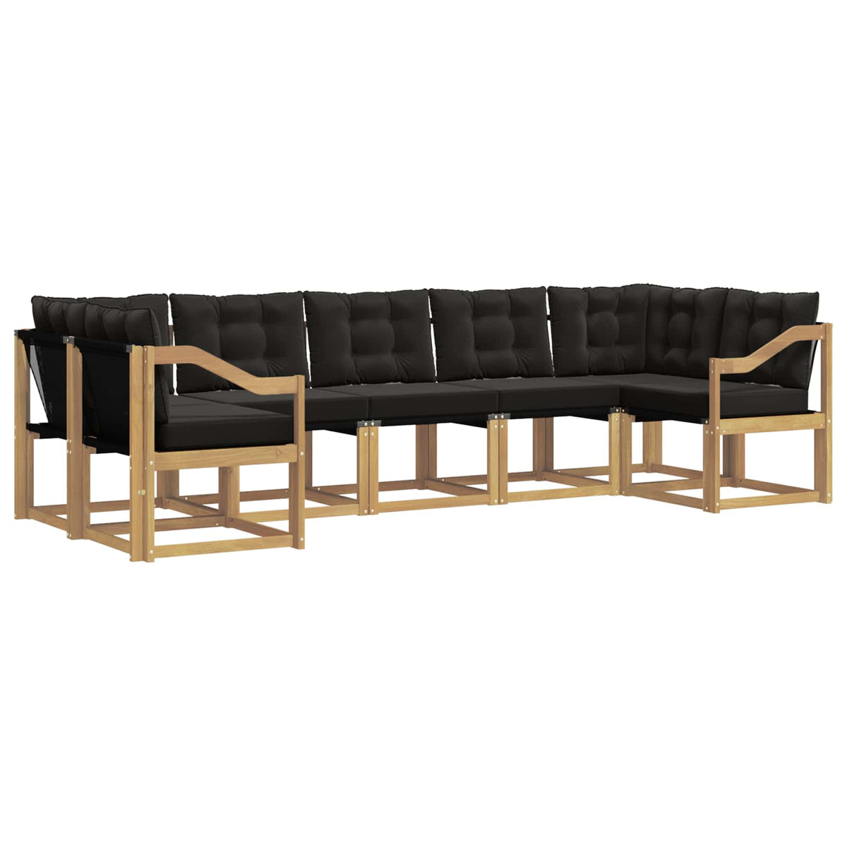 Outdoor-Sofagarnitur 7 stk. Weiß und Schwarz