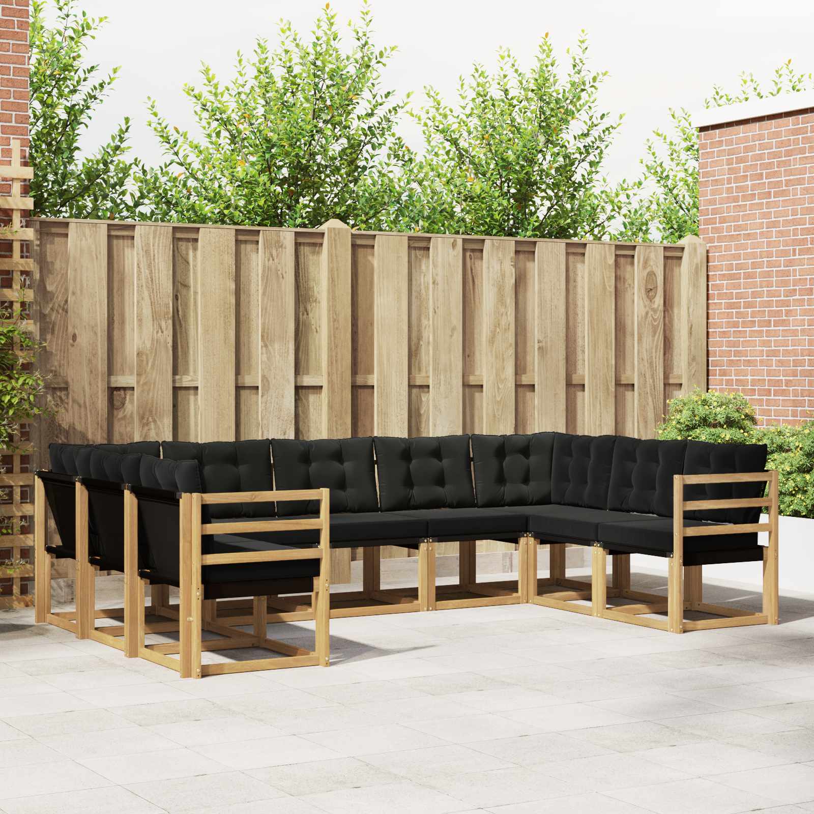 Outdoor-Sofagarnitur mit Kissen 9 pcs Weiß und Schwarz