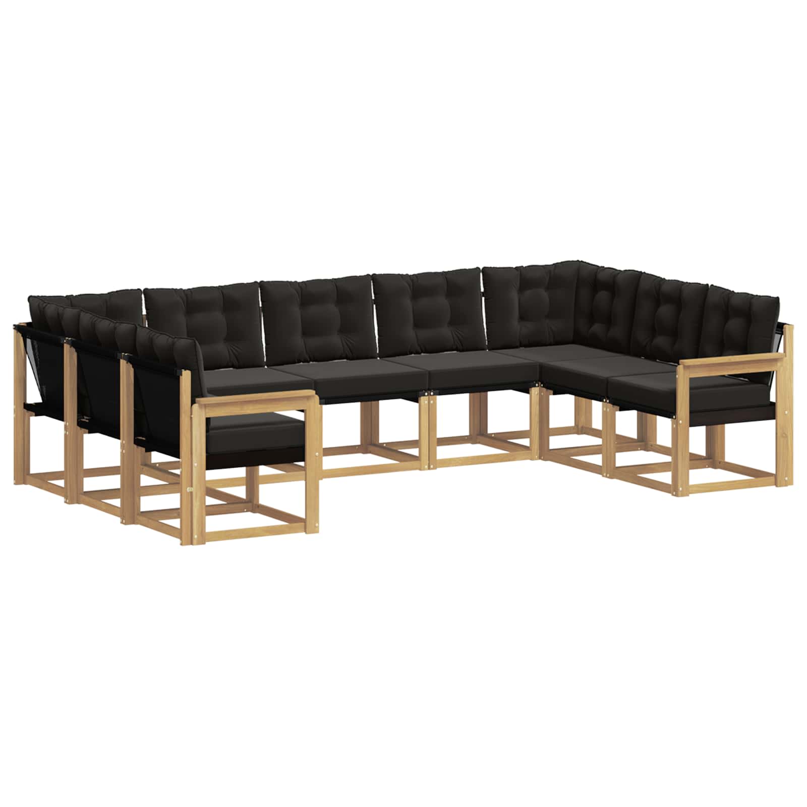 Outdoor-Sofagarnitur mit Kissen 9 pcs Weiß und Schwarz