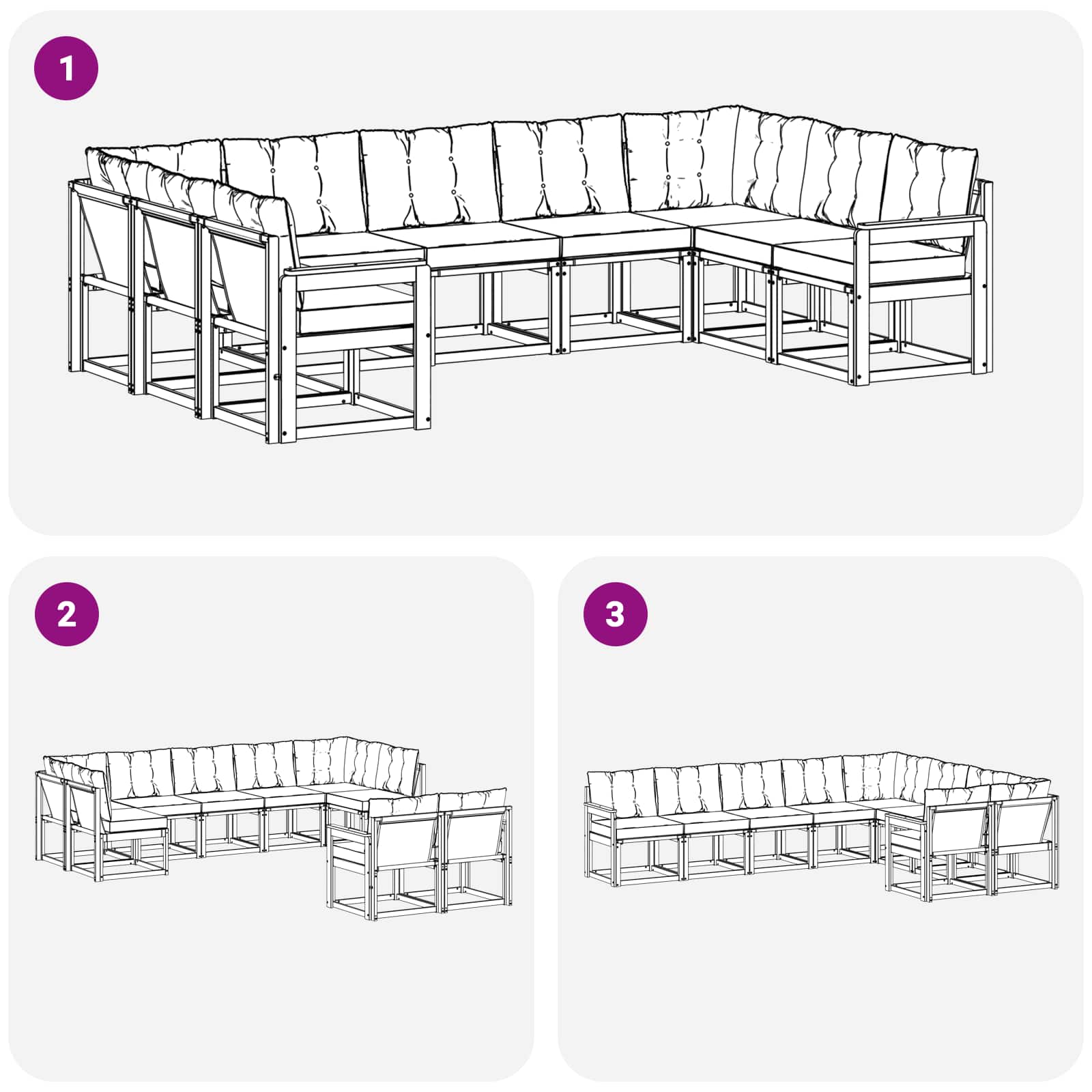 Outdoor-Sofagarnitur mit Kissen 9 pcs Weiß und Schwarz