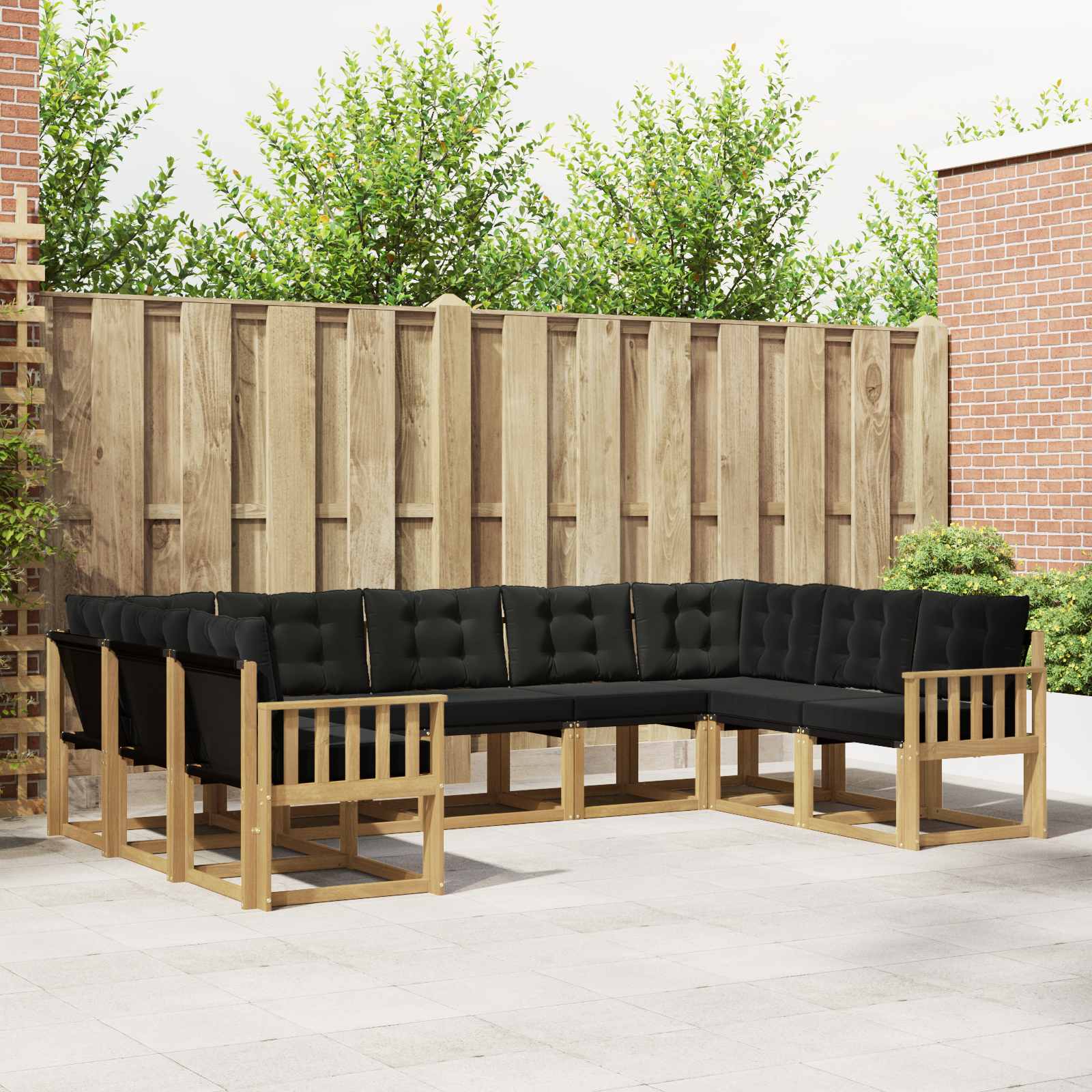 Outdoor-Sofagarnitur mit Kissen 9 pcs Weiß und Schwarz