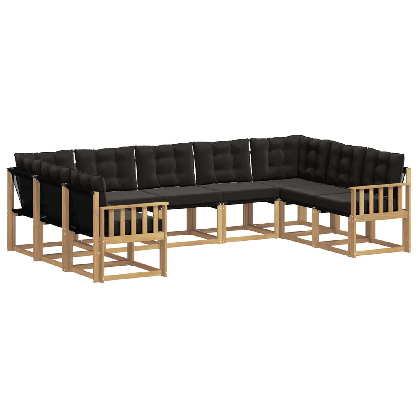 Outdoor-Sofagarnitur mit Kissen 9 pcs Weiß und Schwarz