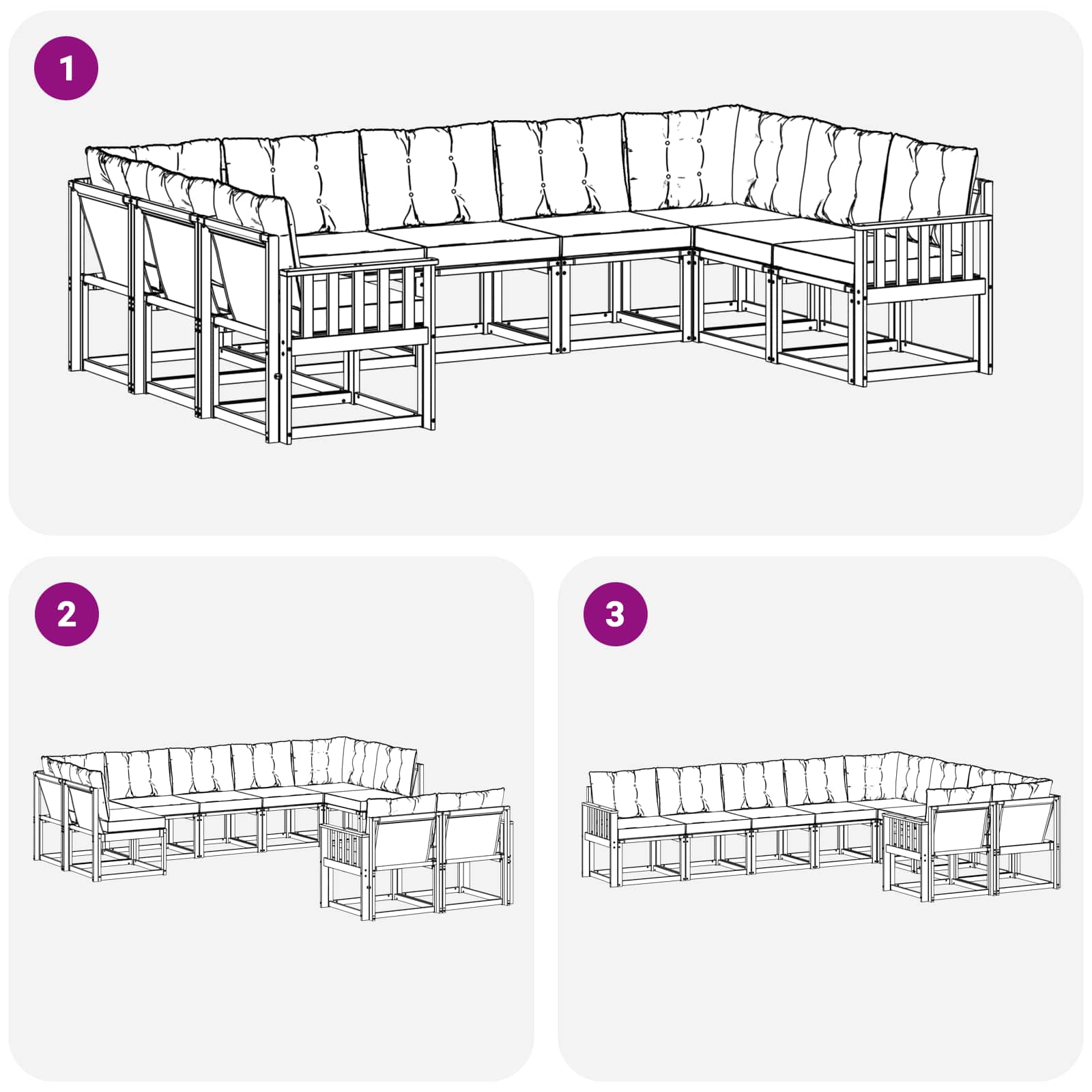 Outdoor-Sofagarnitur mit Kissen 9 pcs Weiß und Schwarz