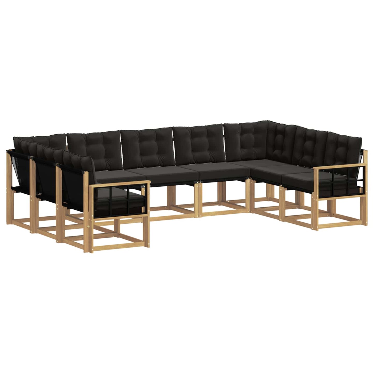Outdoor-Sofagarnitur mit Kissen 9 pcs Weiß und Schwarz